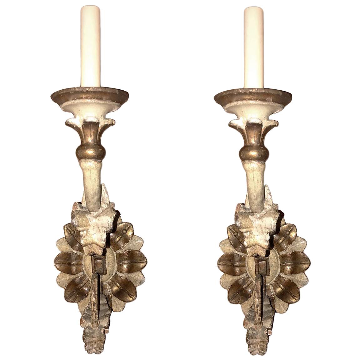 Set of Italian Wooden Sconces, Sold Per Pair For Sale