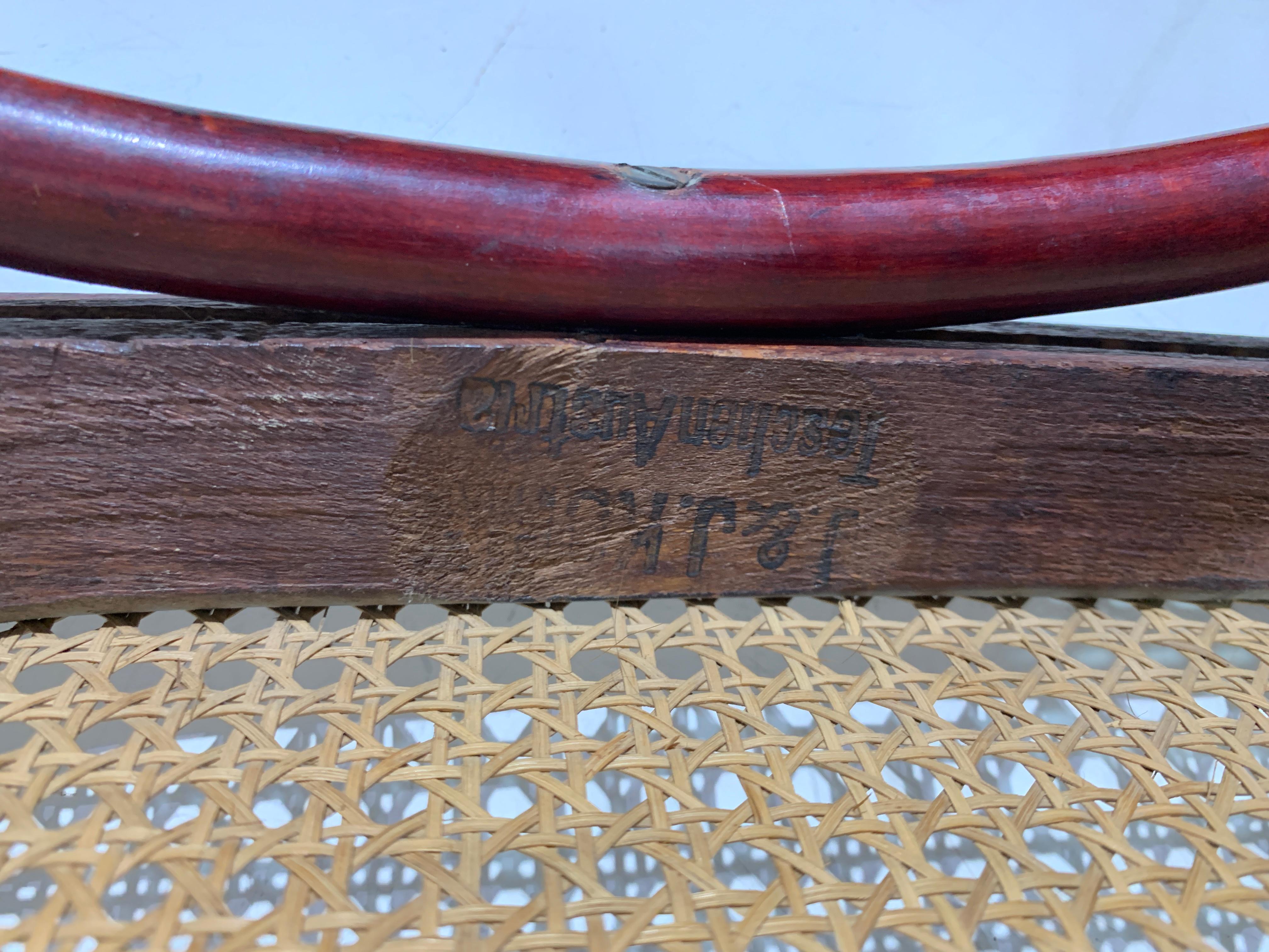 Set of J. & J. Kohn Bentwood/Rattan Bench and 2Chairs, Labeled, Circa 1900 For Sale 12