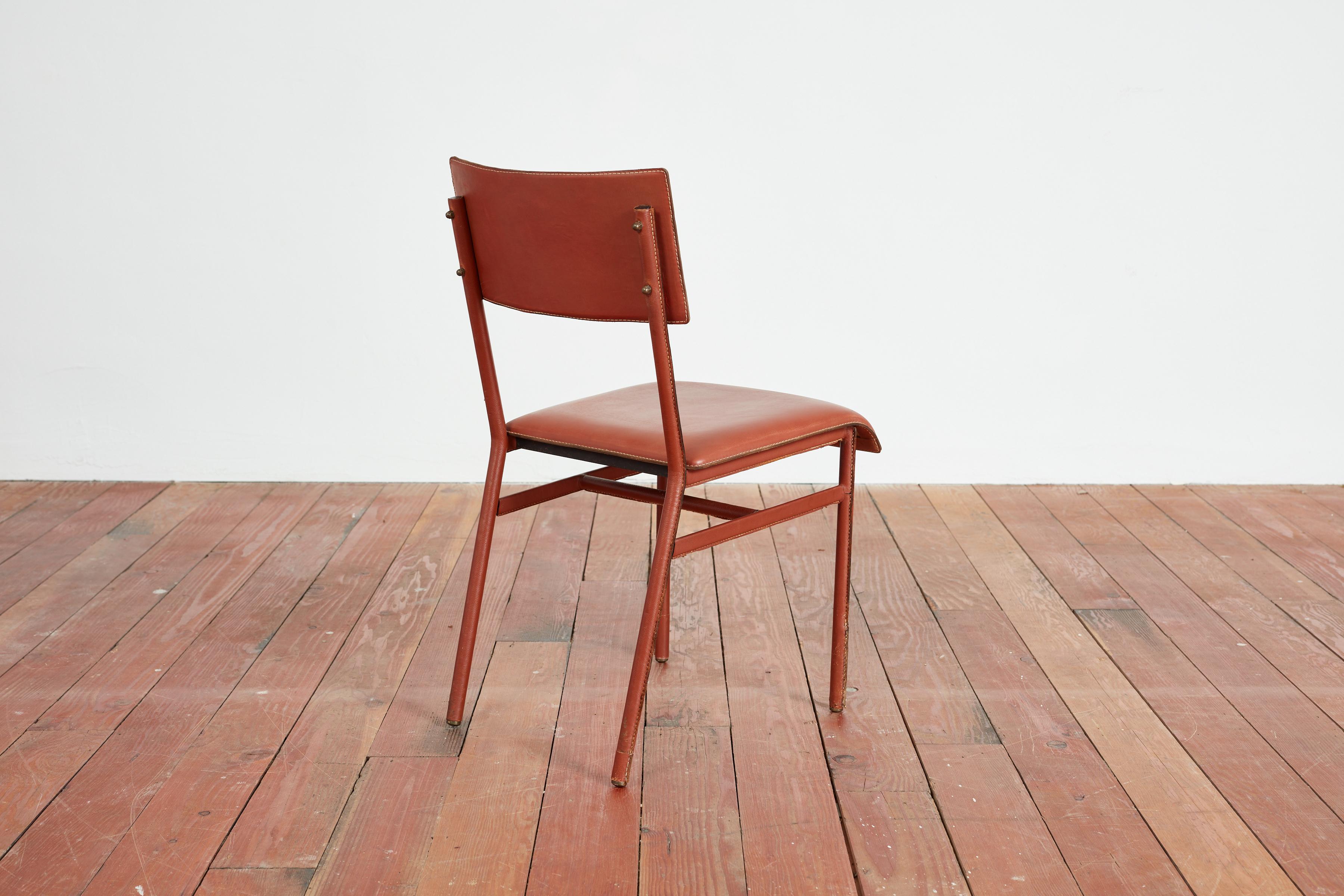 Mid-20th Century Set of Jacques Adnet Chairs For Sale