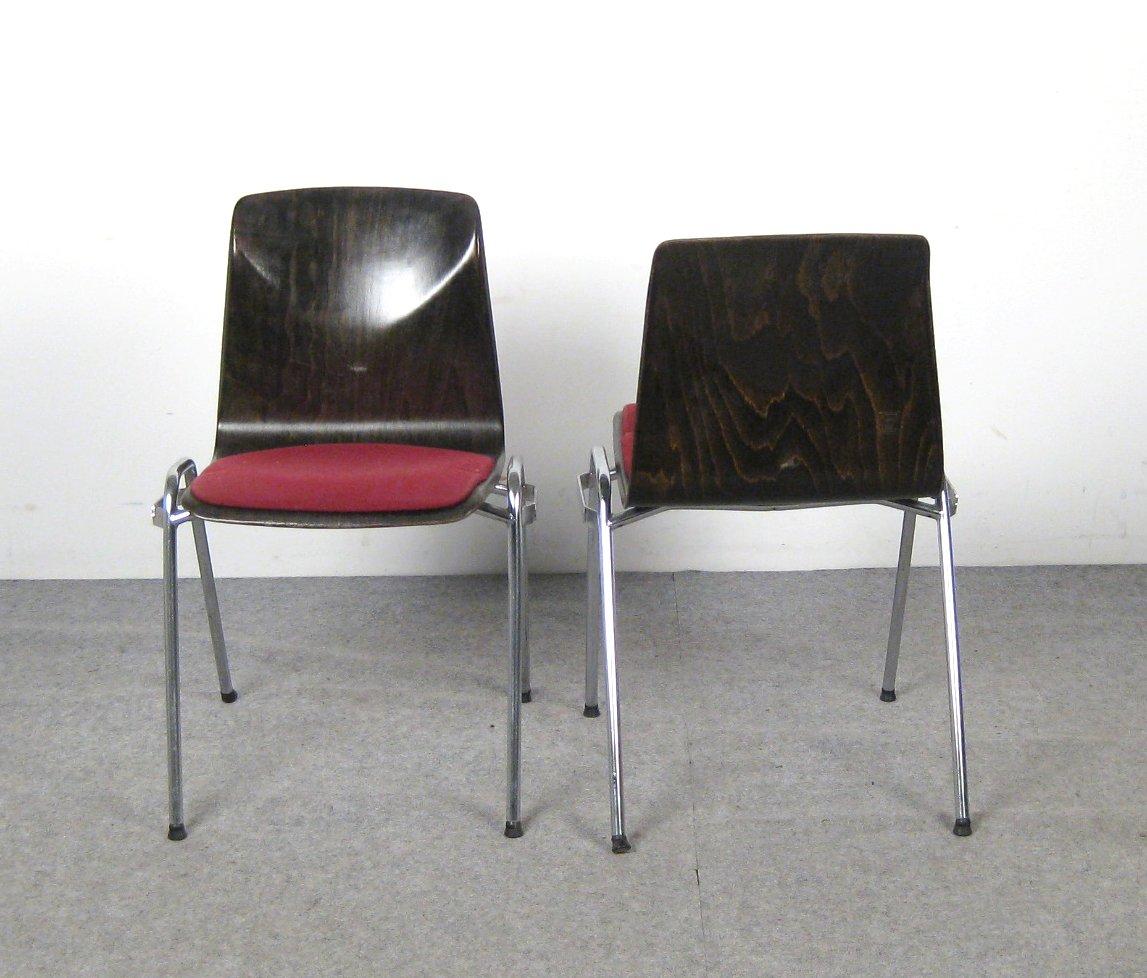 Stainless Steel Mid Century Set of Jahre von Thur-Op Set Pagwood Chairs, 1970s