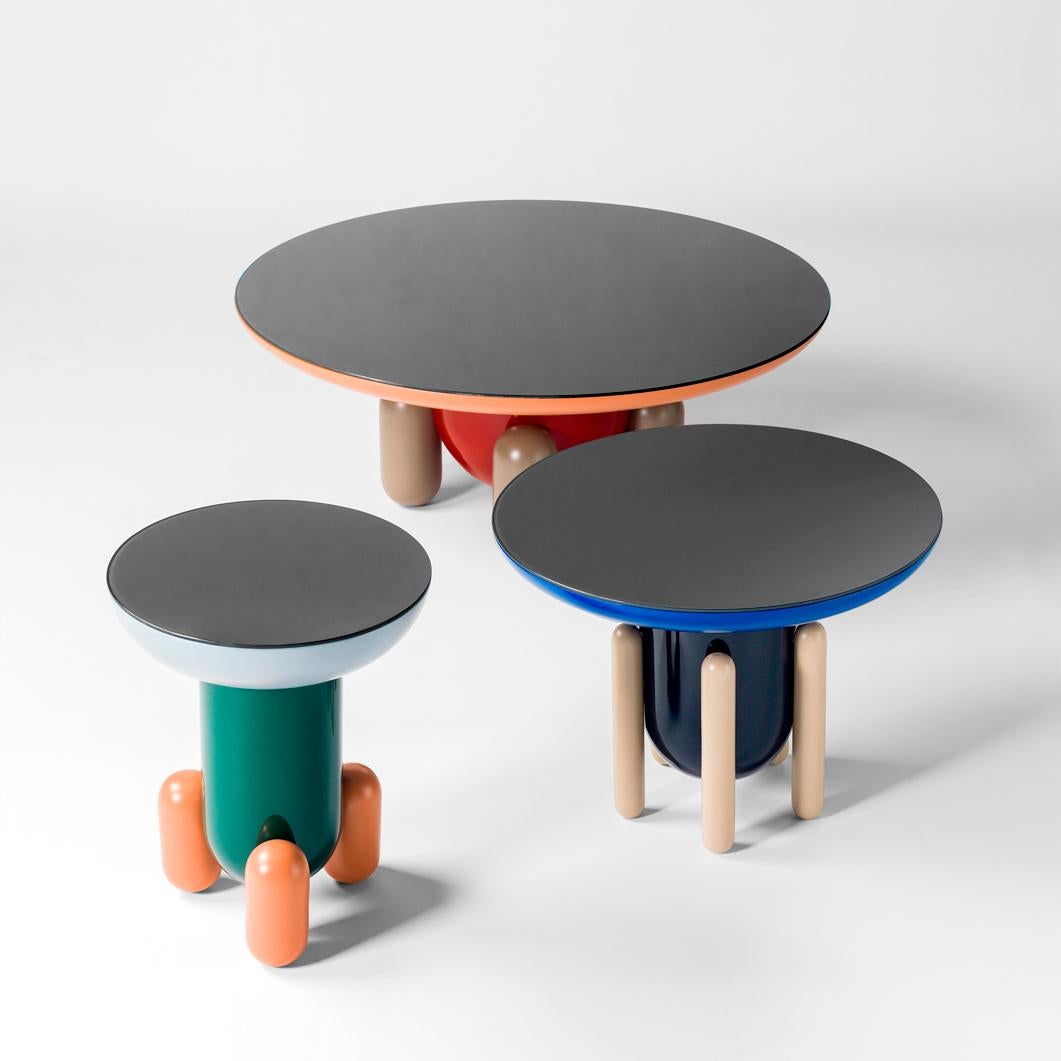 Multi-color-1 explorer tables

Design by Jaime Hayon, 2019
Manufactured by BD Barcelona.

Laquered fibreglass body. Solid turned wooden legs and lacquered. Painted glass tabletop.

Measures: 100 Ø x 42 cm
60 Ø x 46 cm
40 Ø x 50 cm

-