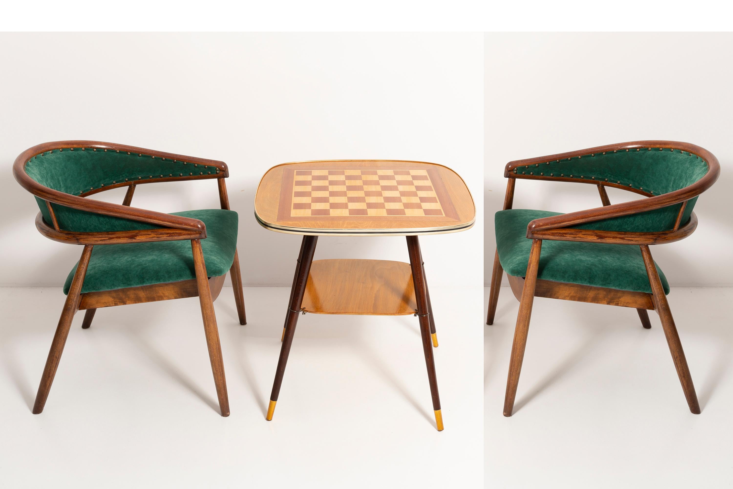 Ensemble de fauteuils et table en hêtre courbé James Mont, velours vert foncé, années 1960 en vente 6
