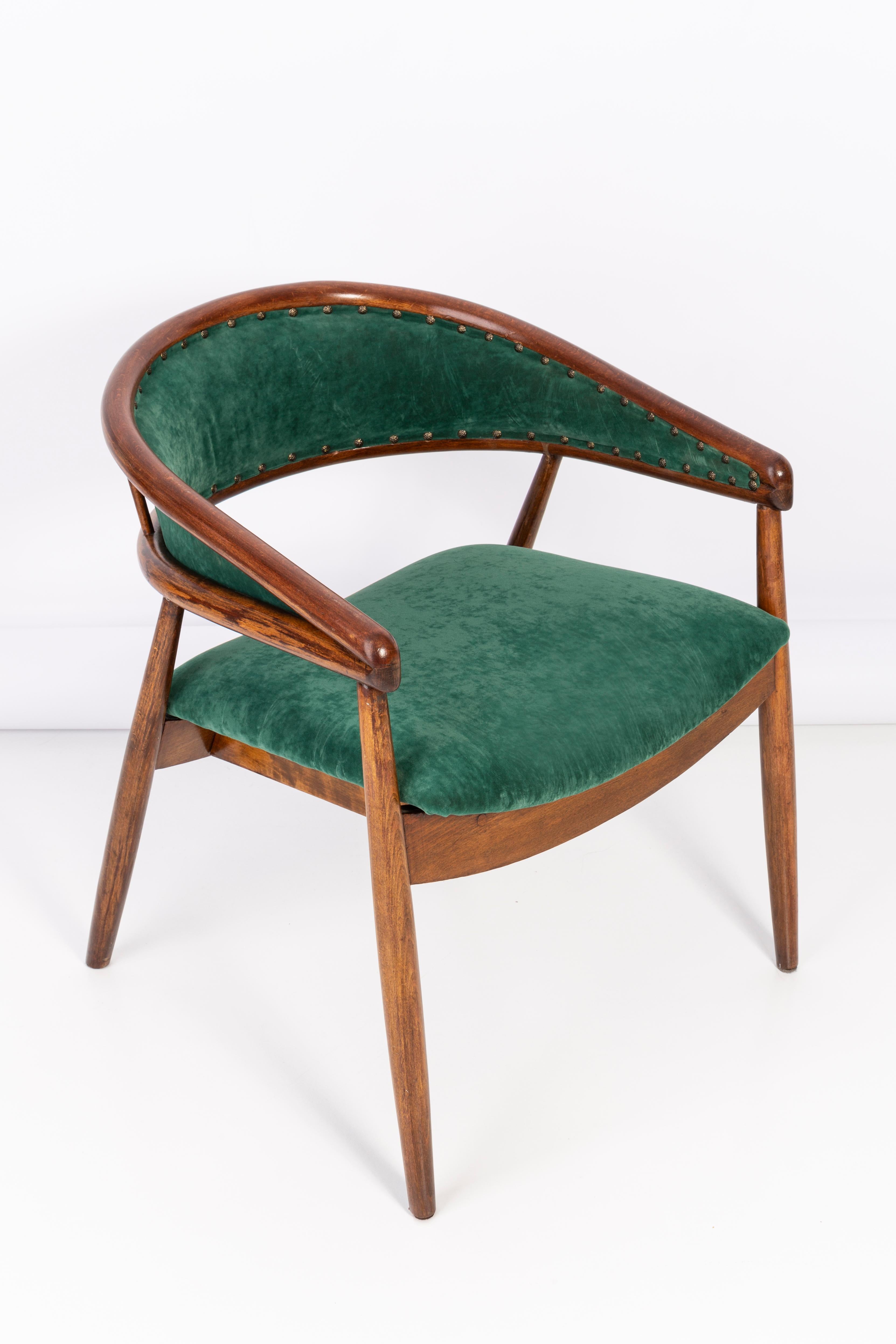 Set of James Mont Bent Beech Armchairs and Table, Dark Green Velvet, 1960s For Sale 10