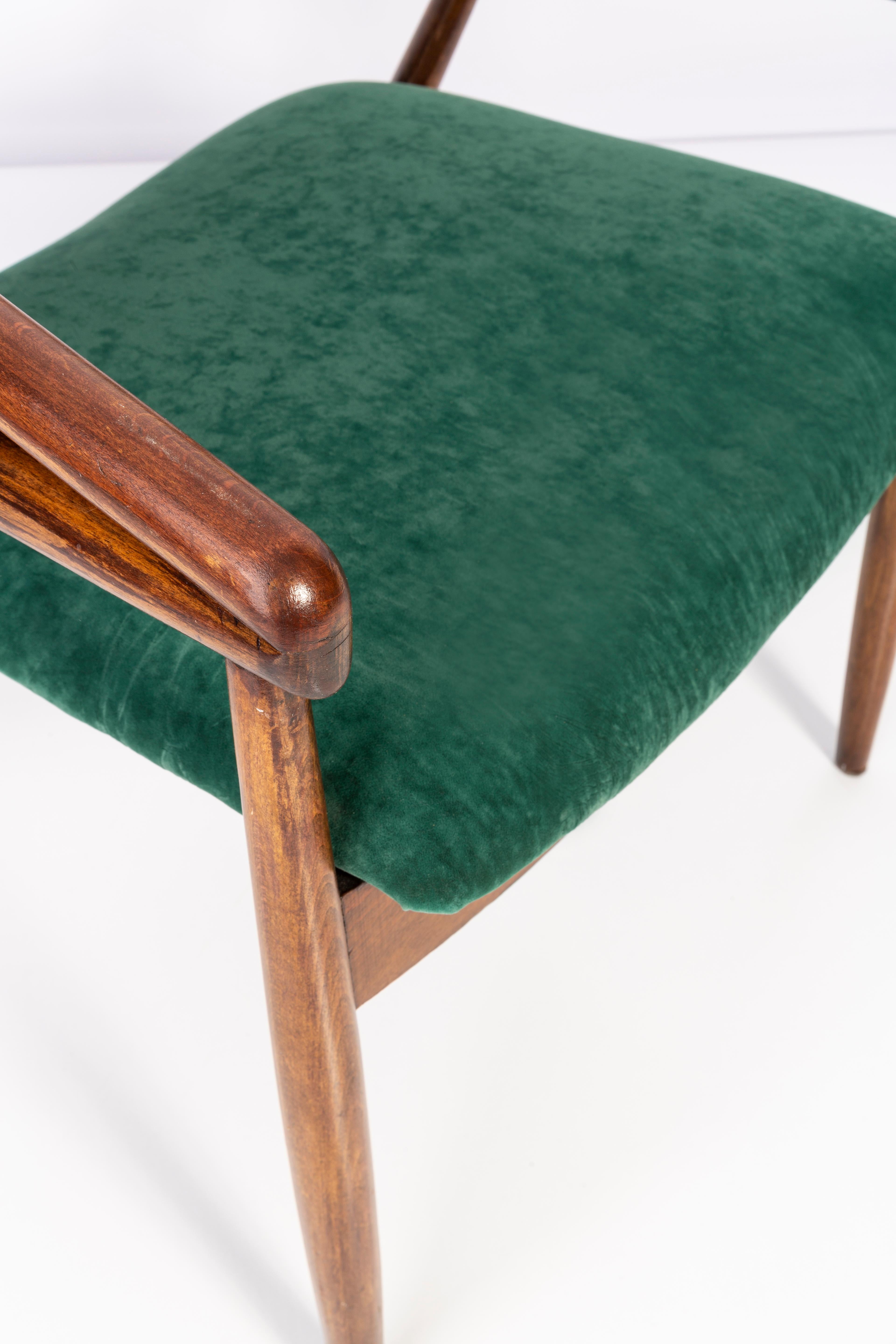 Set of James Mont Bent Beech Armchairs and Table, Dark Green Velvet, 1960s For Sale 12