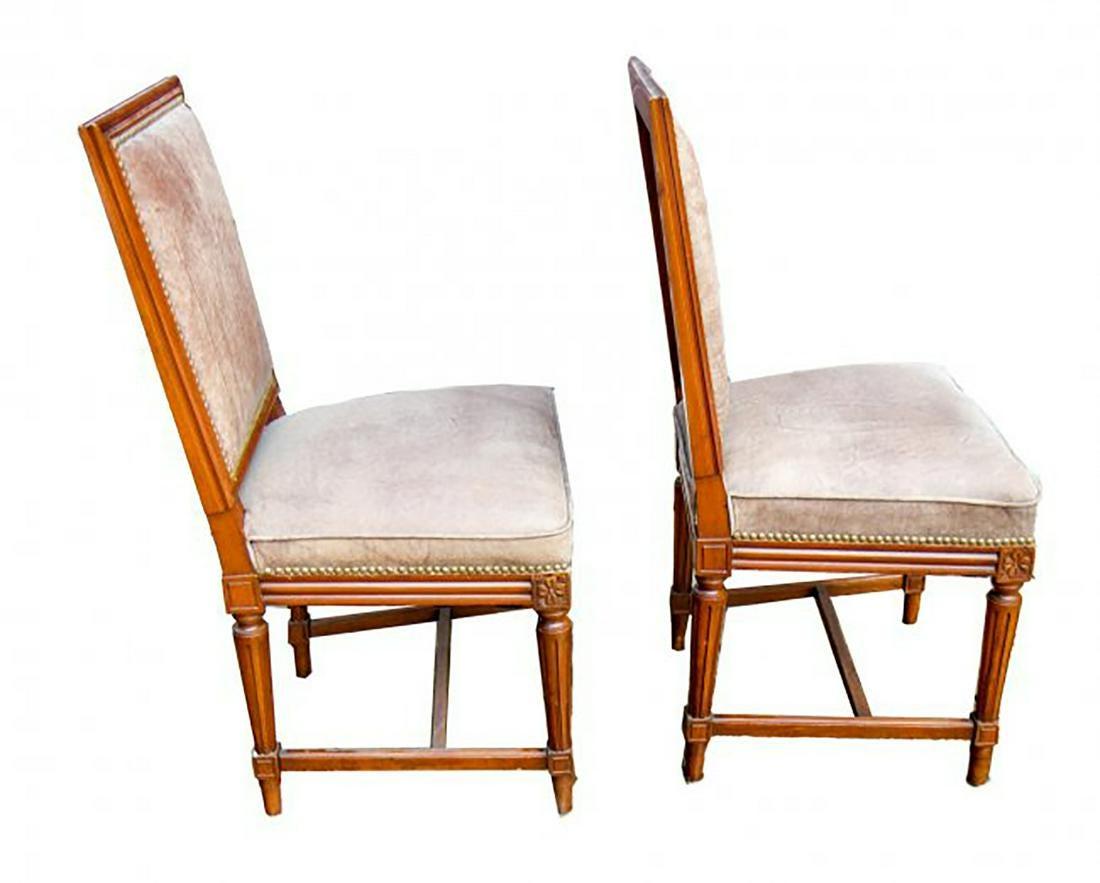 Set of Jansen Louis XVI Style Wood Side Dining Chairs In Good Condition In Locust Valley, NY