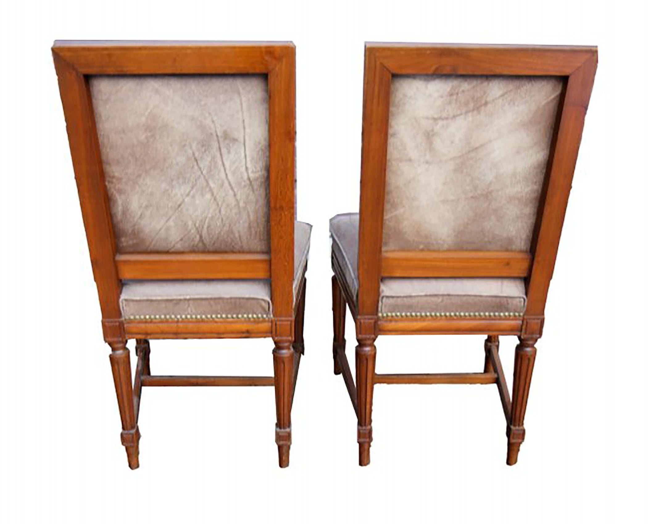 20th Century Set of Jansen Louis XVI Style Wood Side Dining Chairs