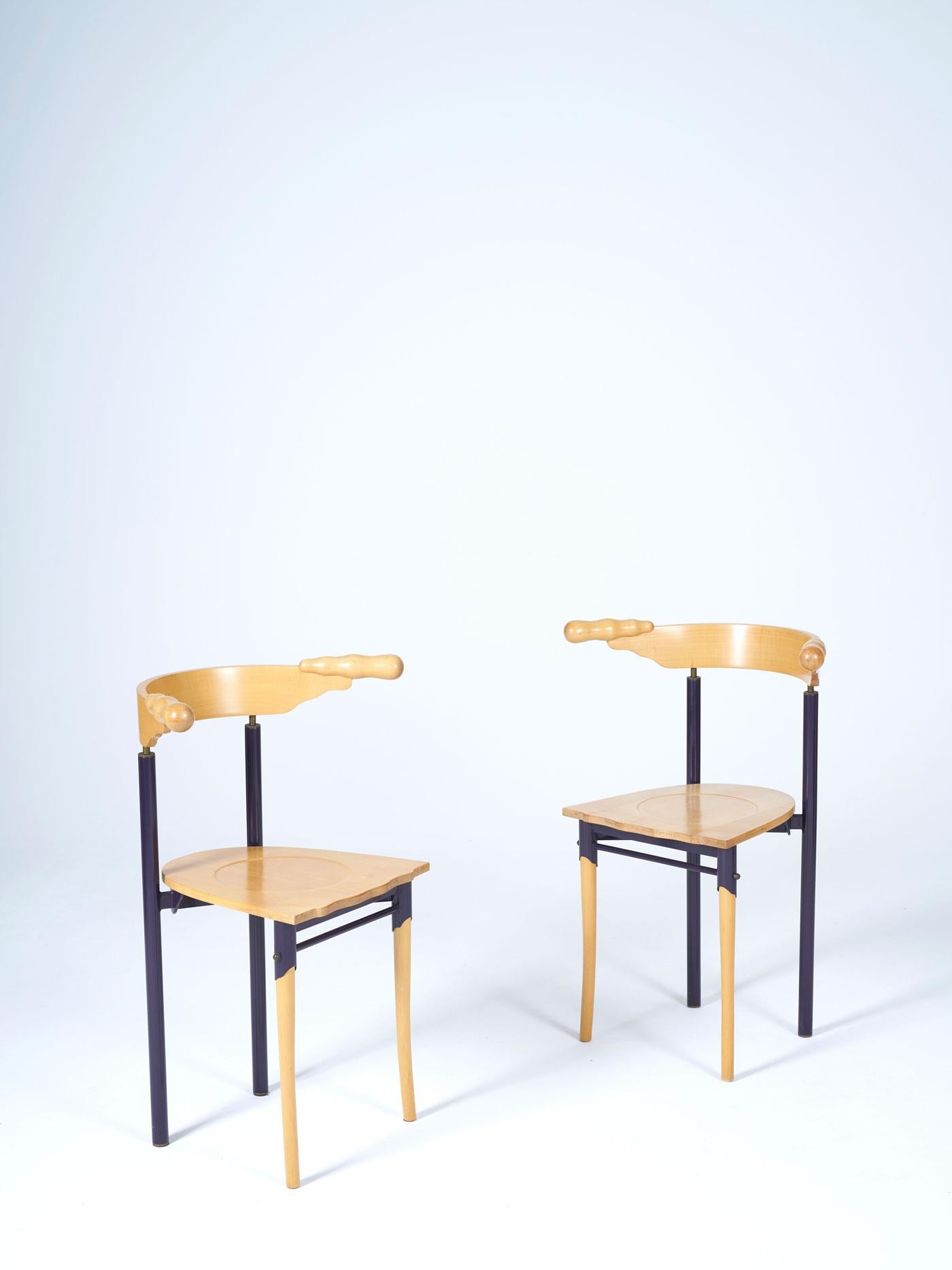 20th Century Set of 'Jansky' wooden chairs by Borek Sipek For Sale