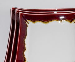 Set of Japanese Hand-Glazed Red Porcelain Square Plates by Contemporary Artist