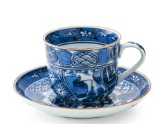 Set of Japanese Contemporary Imari Blue Porcelain Dessert Plates, 2