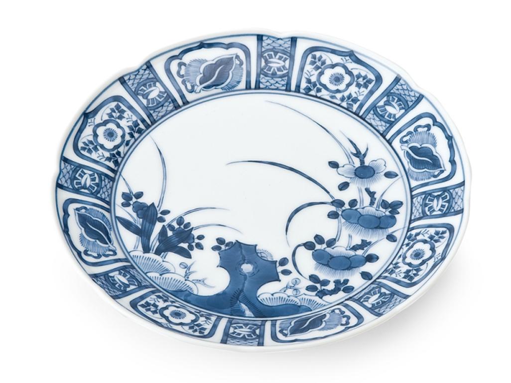 Hand-Painted Set of Japanese Contemporary Imari Blue Porcelain Dessert Plates, 2