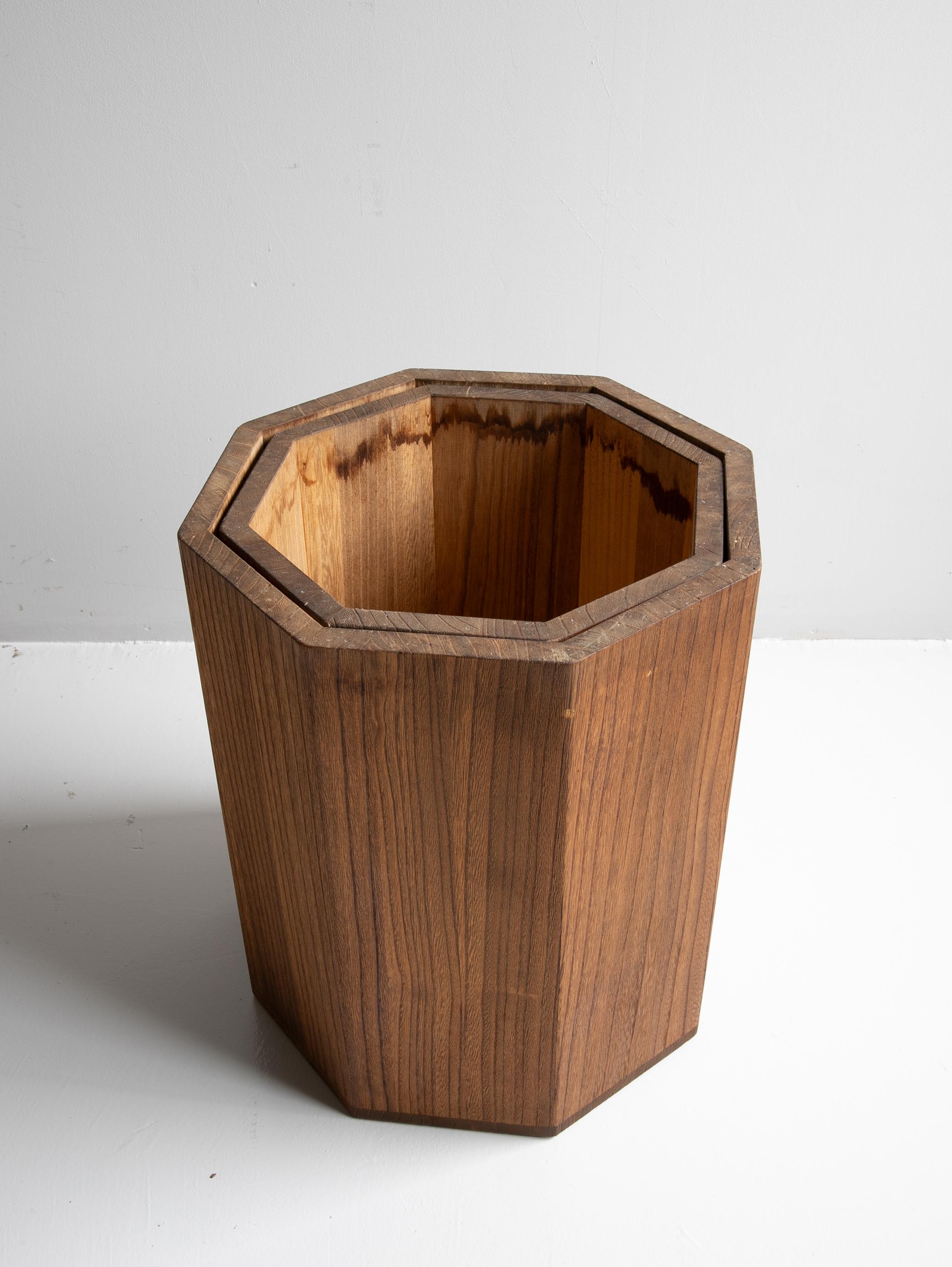 Set of Japanese Old Octagon Wood Stools 1940s-1960s / Side Table Stool Wabisabi For Sale 8