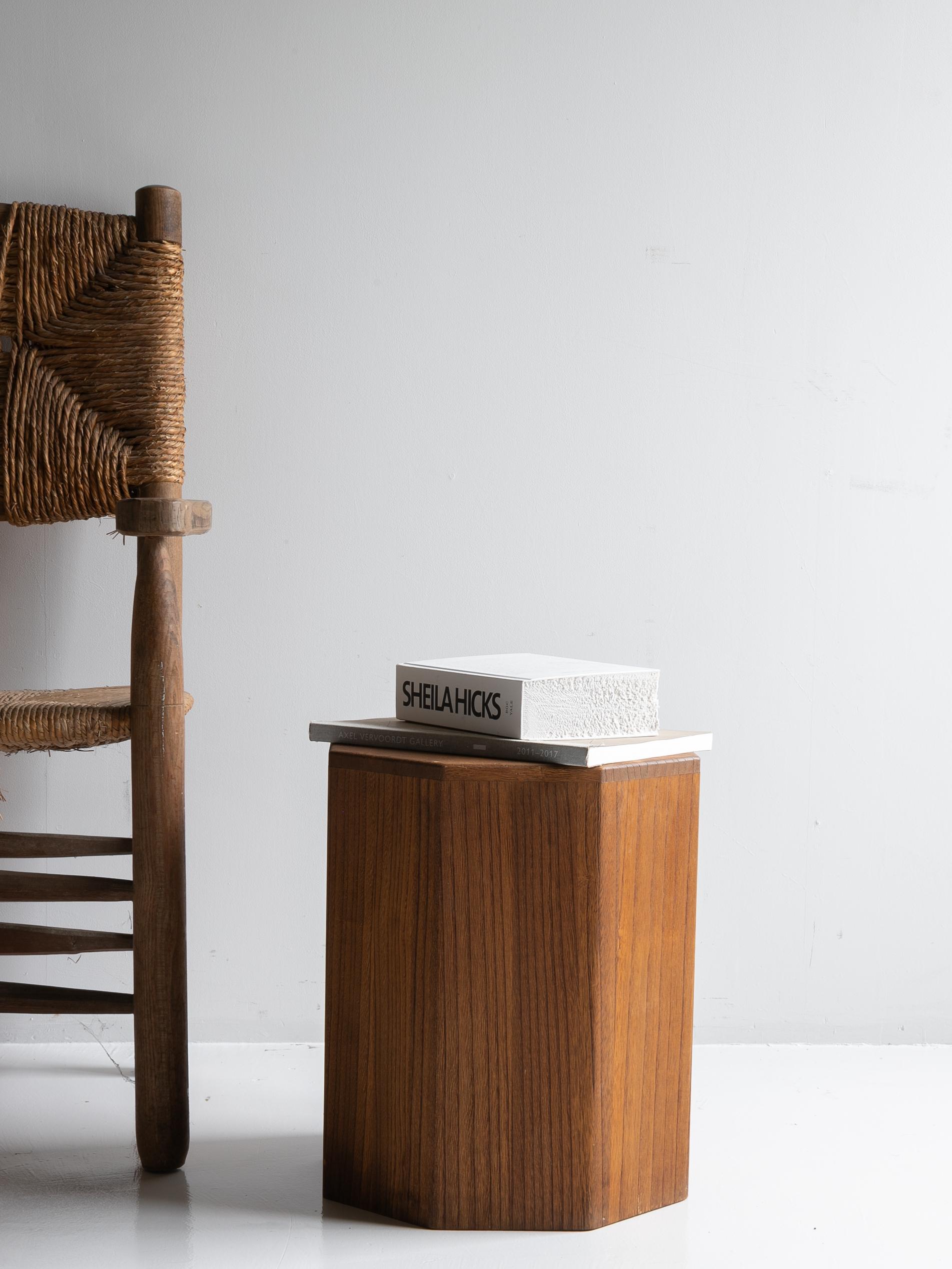 Showa Set of Japanese Old Octagon Wood Stools 1940s-1960s / Side Table Stool Wabisabi For Sale