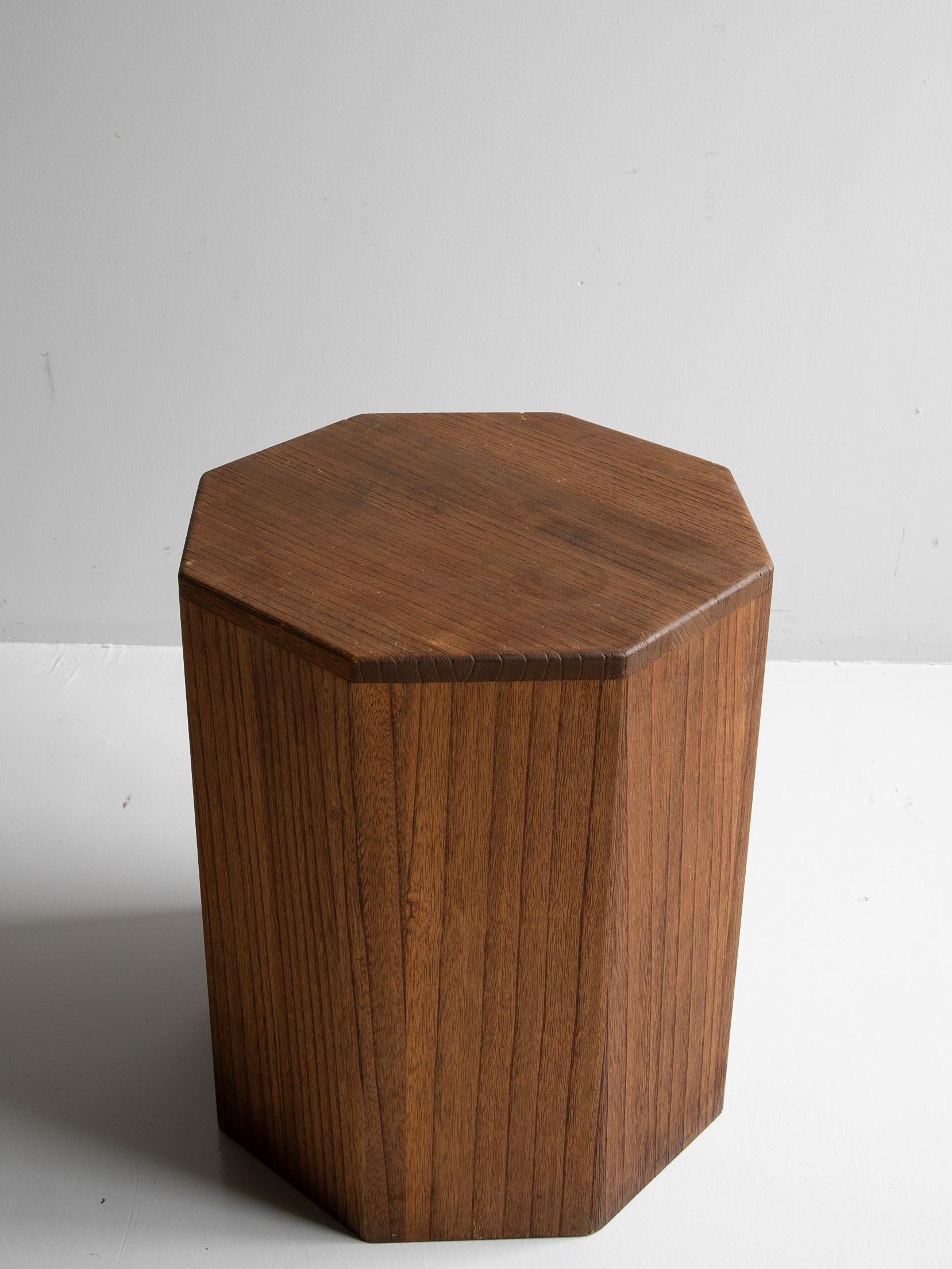 Set of Japanese Old Octagon Wood Stools 1940s-1960s / Side Table Stool Wabisabi For Sale 1
