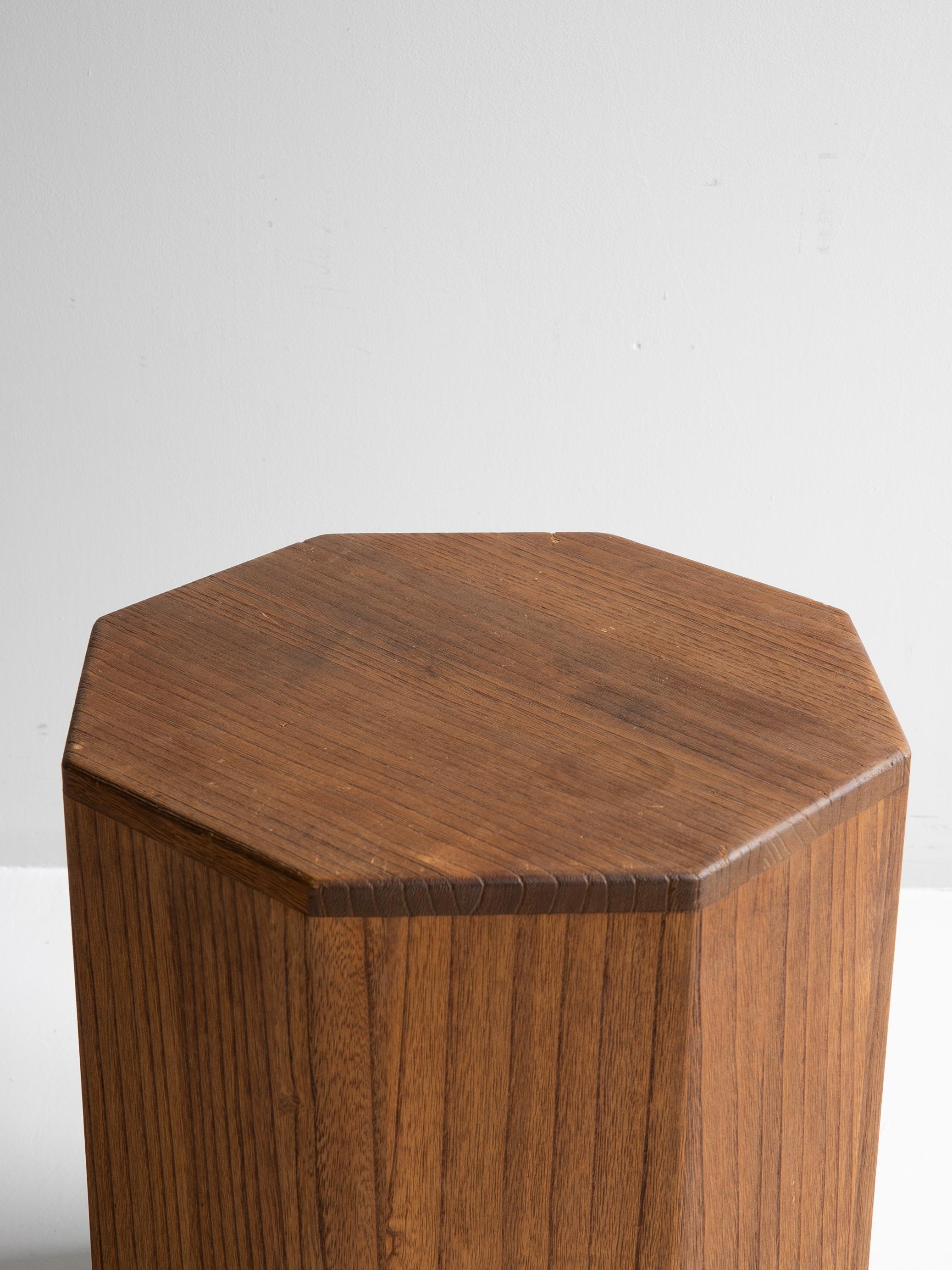 Set of Japanese Old Octagon Wood Stools 1940s-1960s / Side Table Stool Wabisabi For Sale 2