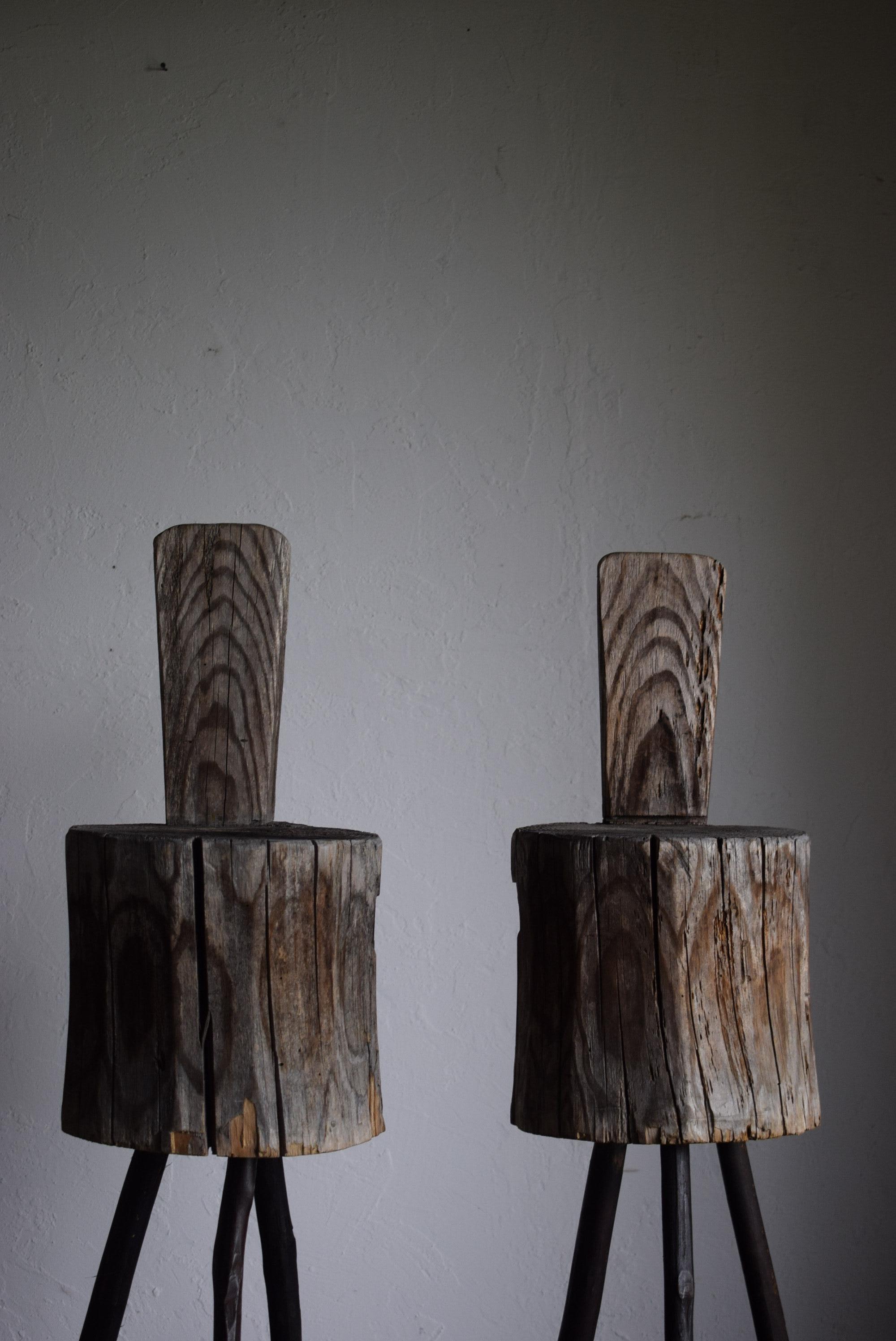 Set of Japanese primitive high stools / wabi-sabi stool / Flower stand 4