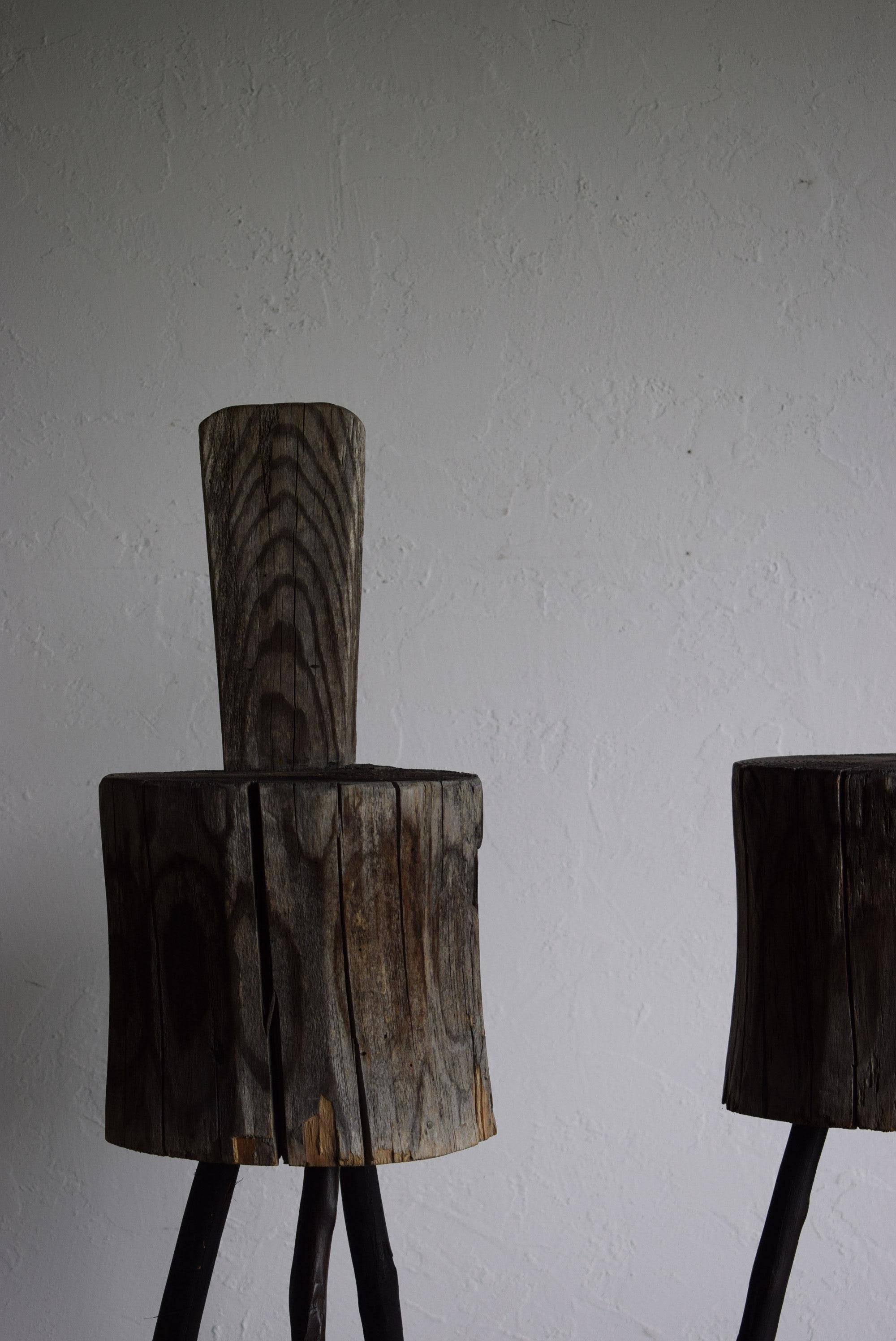 Set of Japanese primitive high stools / wabi-sabi stool / Flower stand 5