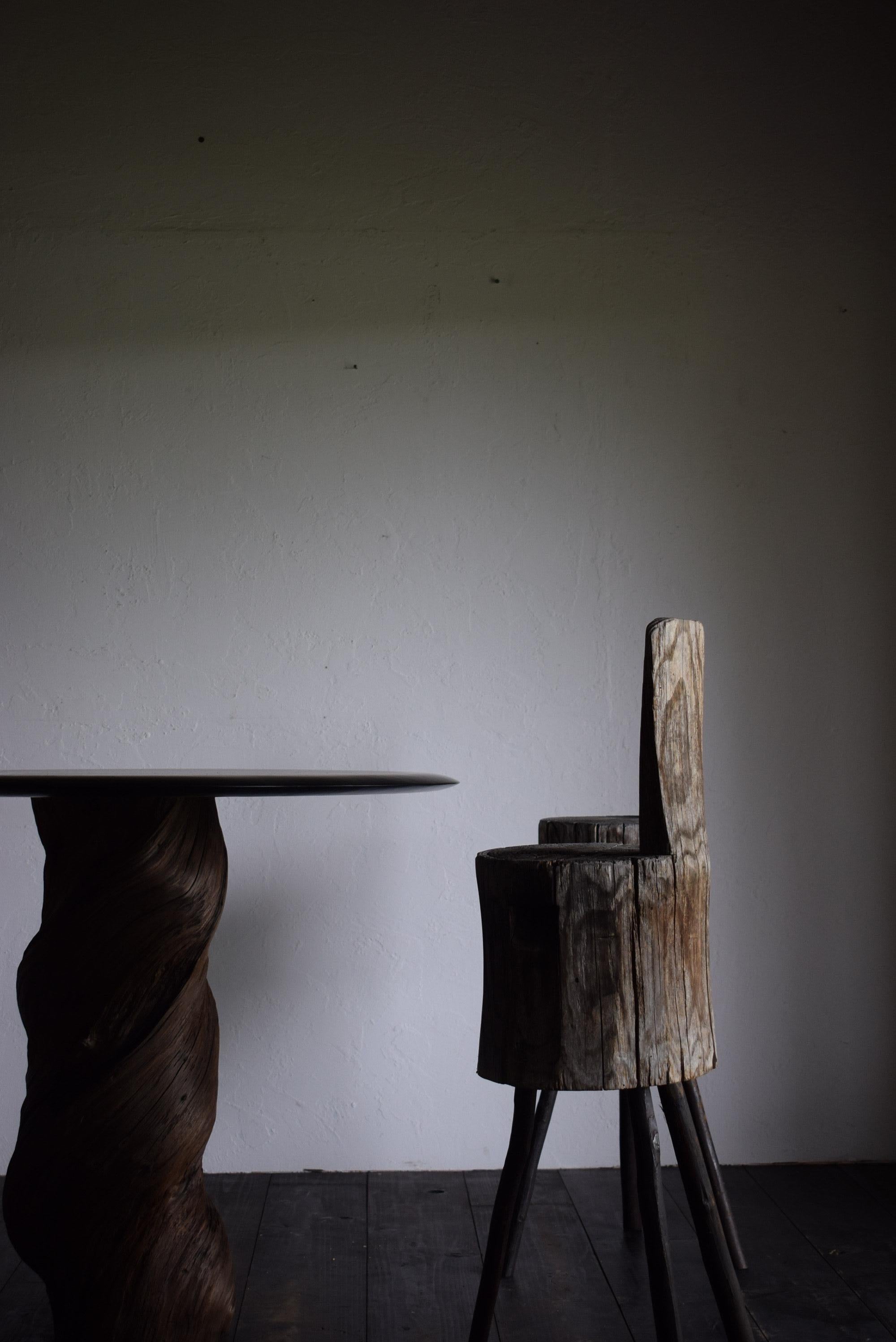 Contemporary Set of Japanese primitive high stools / wabi-sabi stool / Flower stand For Sale