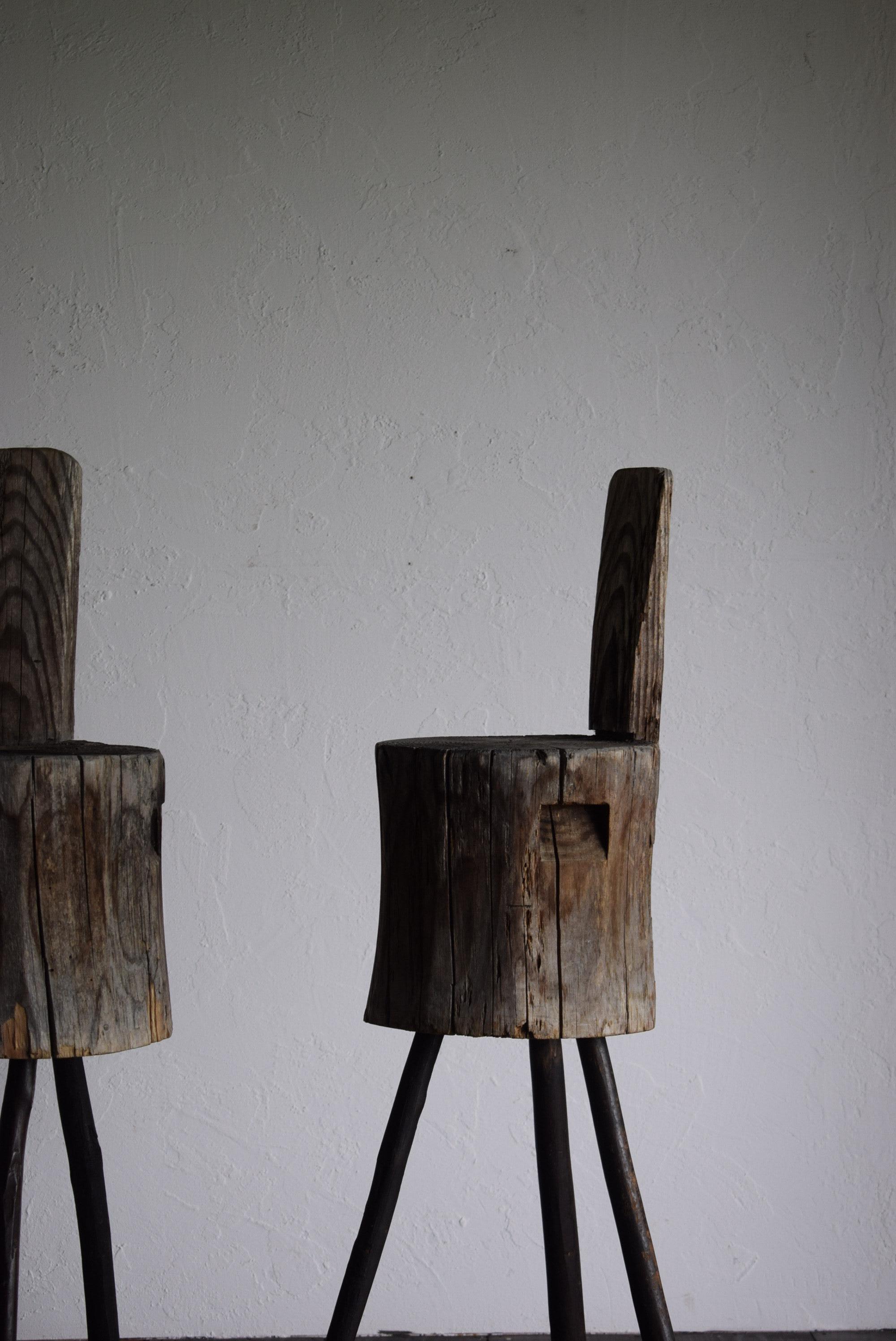 Set of Japanese primitive high stools / wabi-sabi stool / Flower stand 1