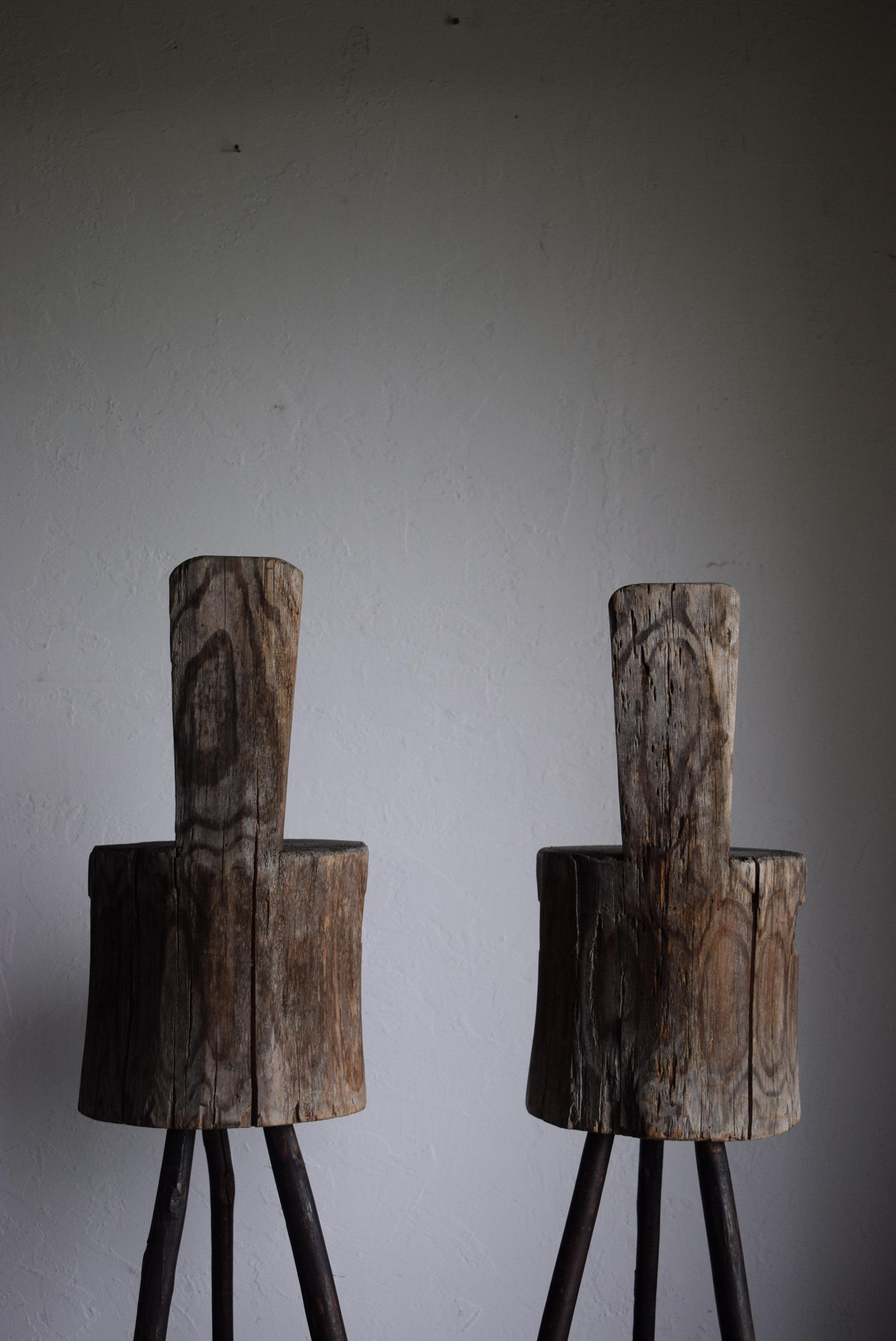 Set of Japanese primitive high stools / wabi-sabi stool / Flower stand 3