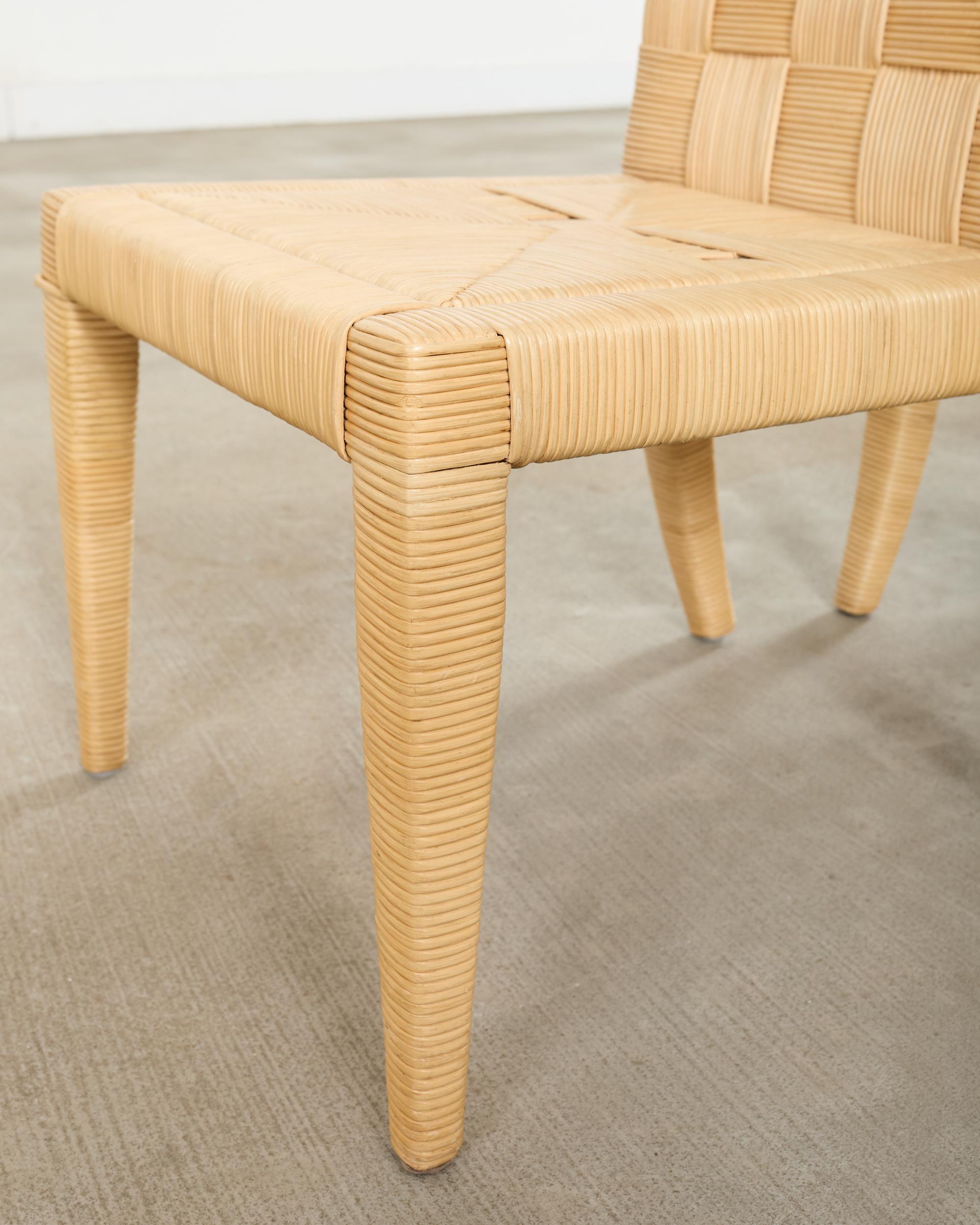 Set of John Hutton for Donghia Block Island Cane Dining Chairs For Sale 3