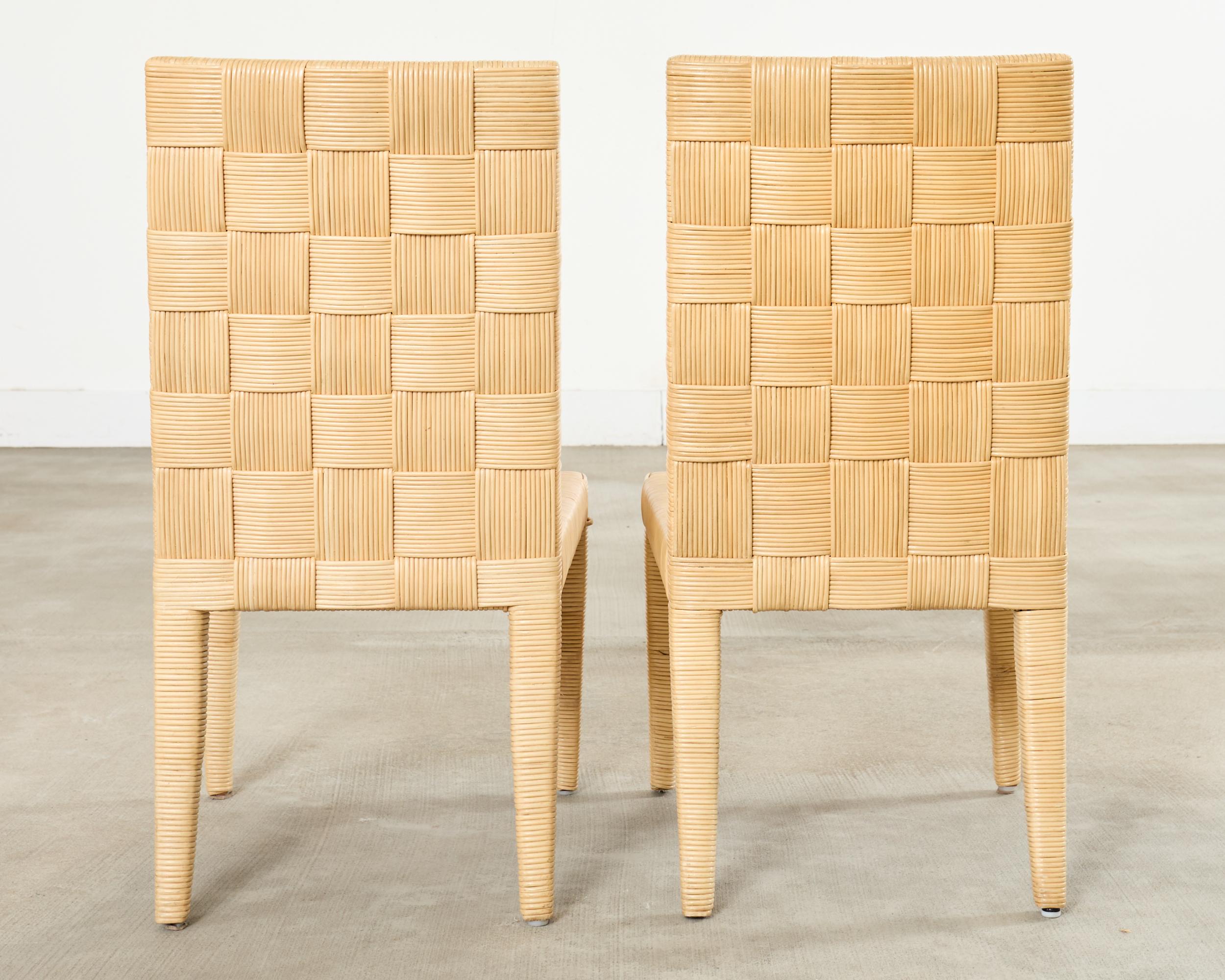 Set of John Hutton for Donghia Block Island Cane Dining Chairs For Sale 4