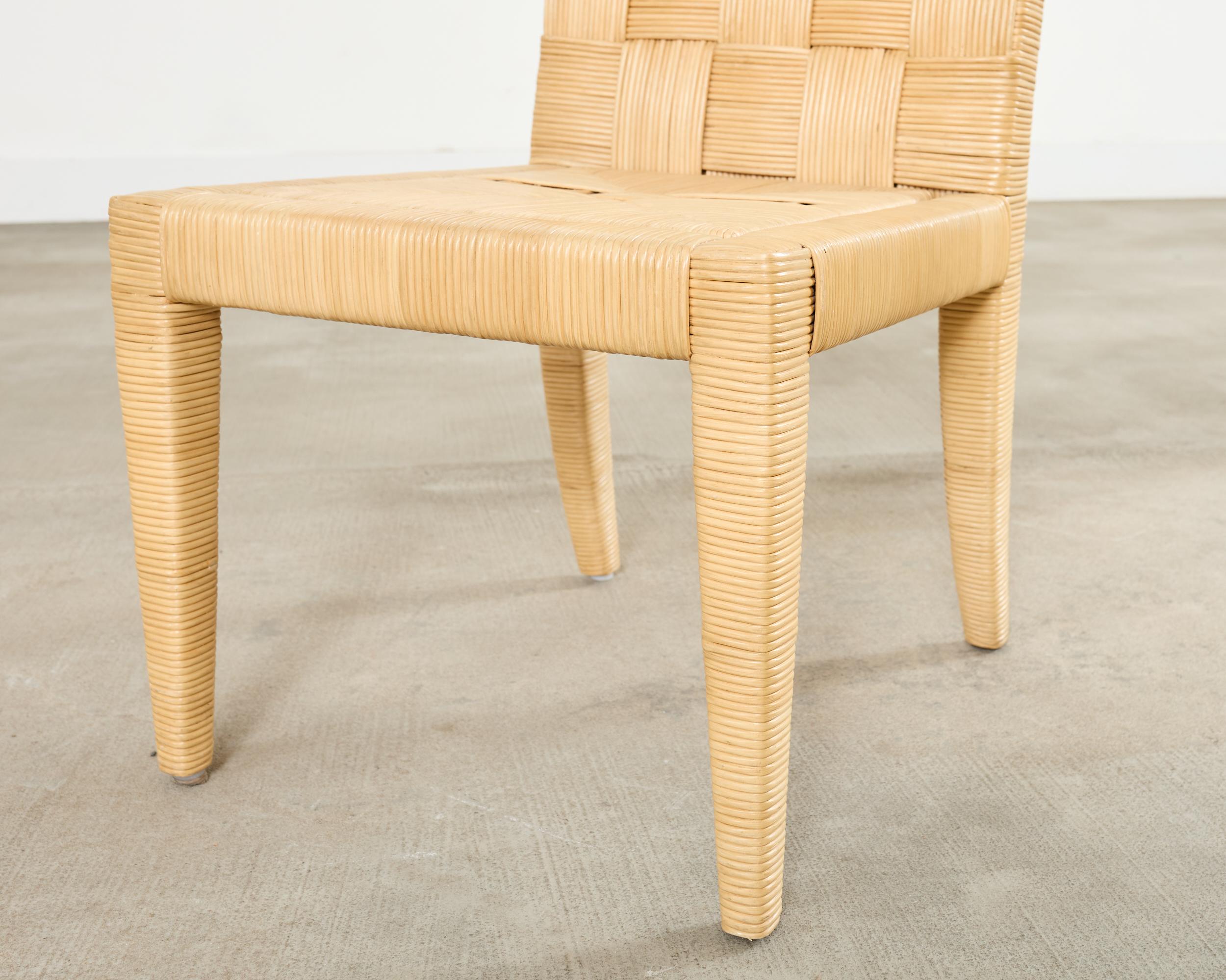 Set of John Hutton for Donghia Block Island Cane Dining Chairs For Sale 6
