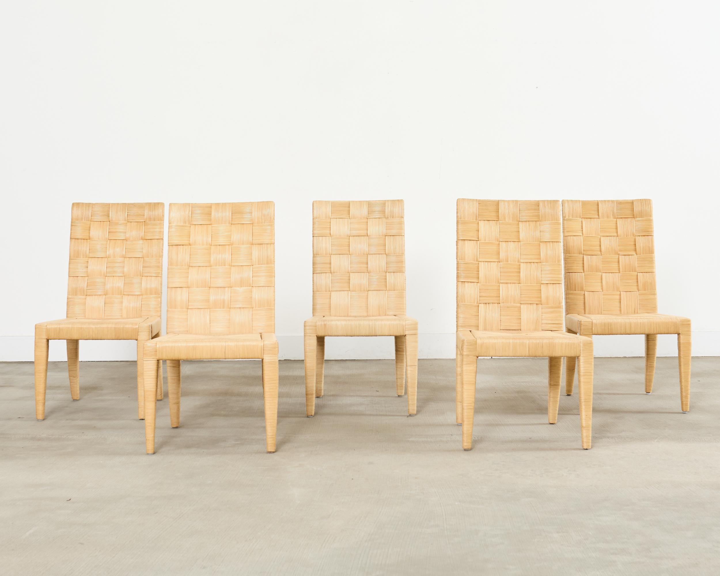 Set of John Hutton for Donghia Block Island Cane Dining Chairs For Sale 11