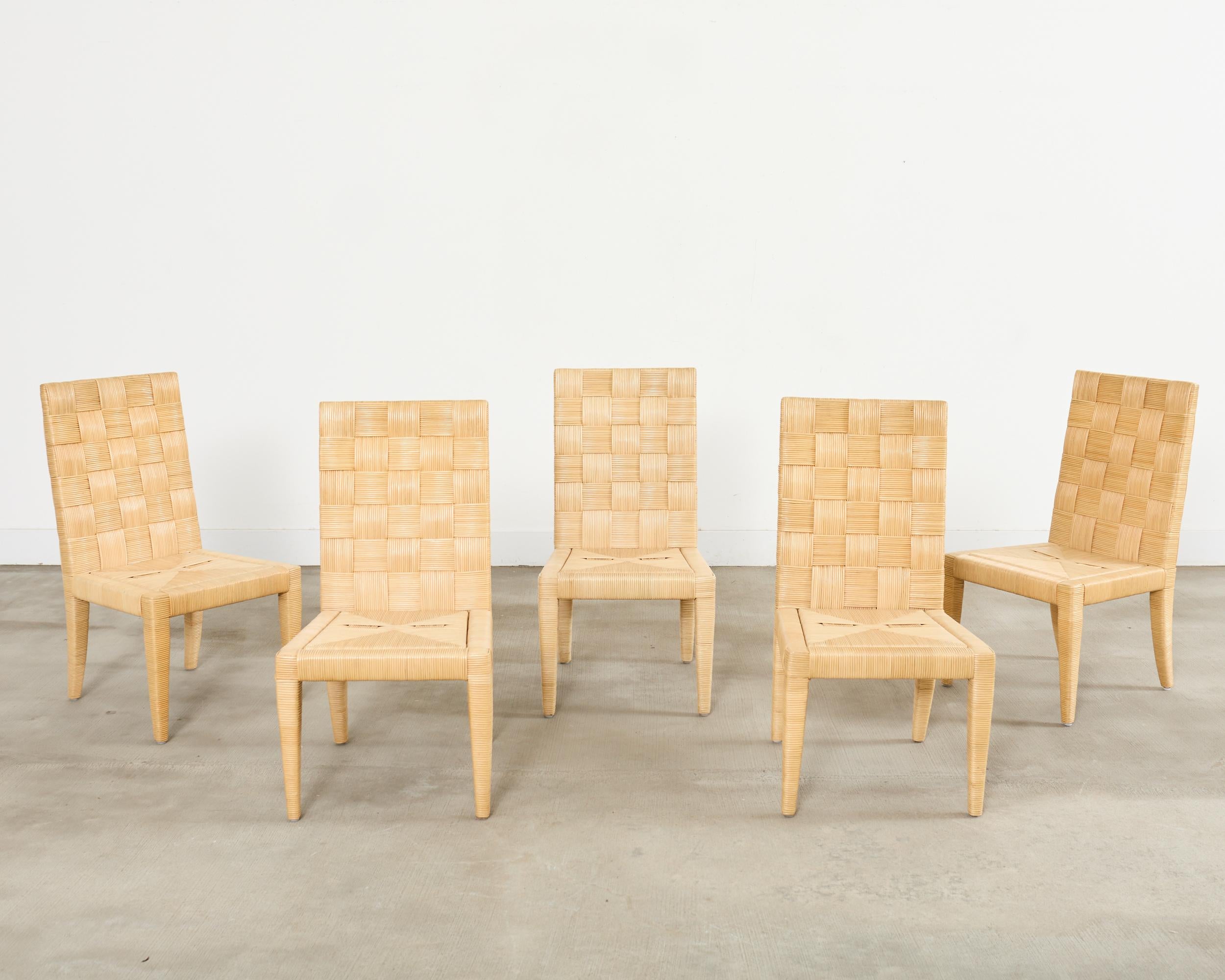 Organic Modern Set of John Hutton for Donghia Block Island Cane Dining Chairs For Sale