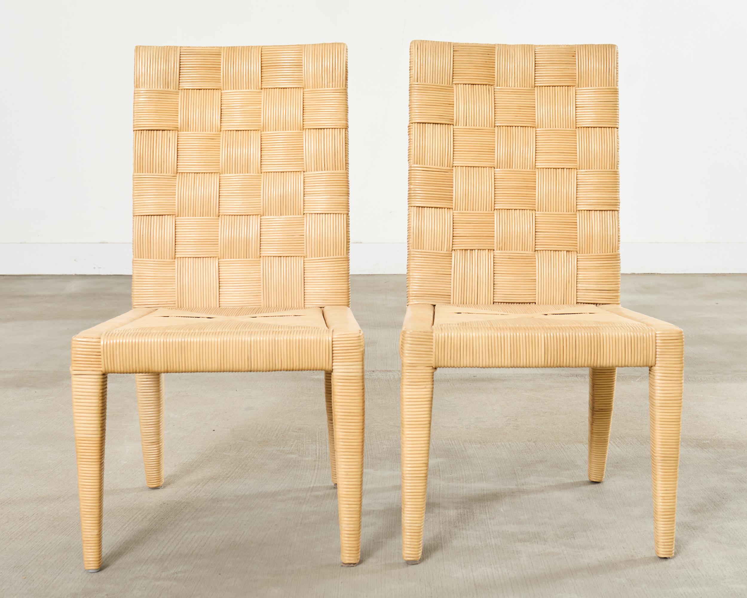 American Set of John Hutton for Donghia Block Island Cane Dining Chairs For Sale