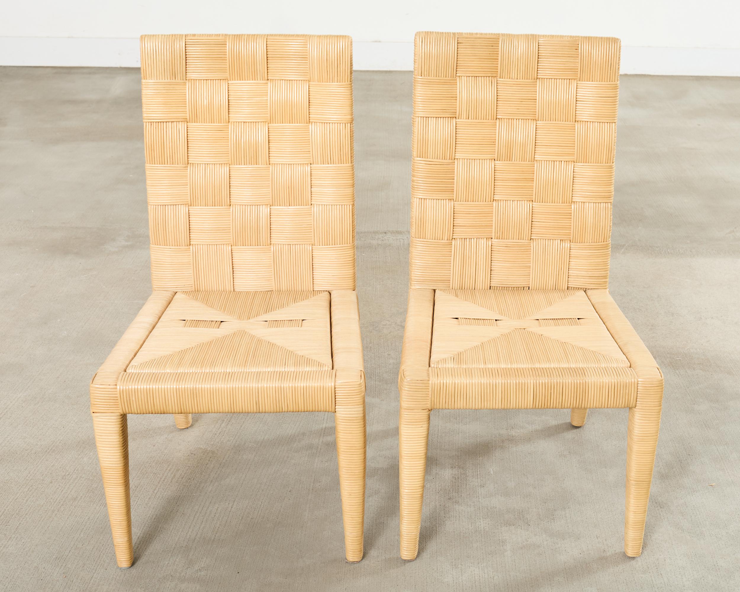 Hand-Crafted Set of John Hutton for Donghia Block Island Cane Dining Chairs For Sale