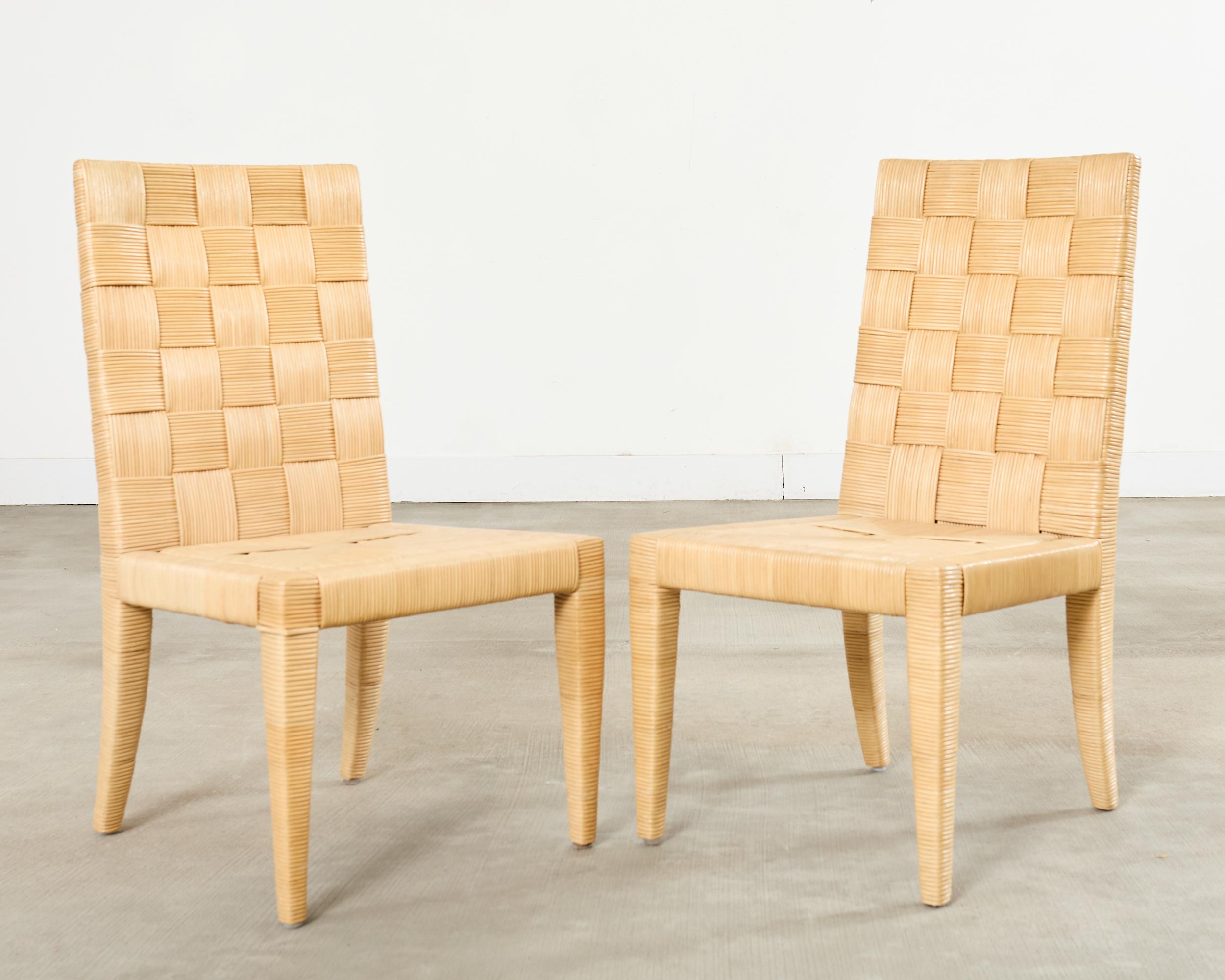 Set of John Hutton for Donghia Block Island Cane Dining Chairs In Good Condition For Sale In Rio Vista, CA