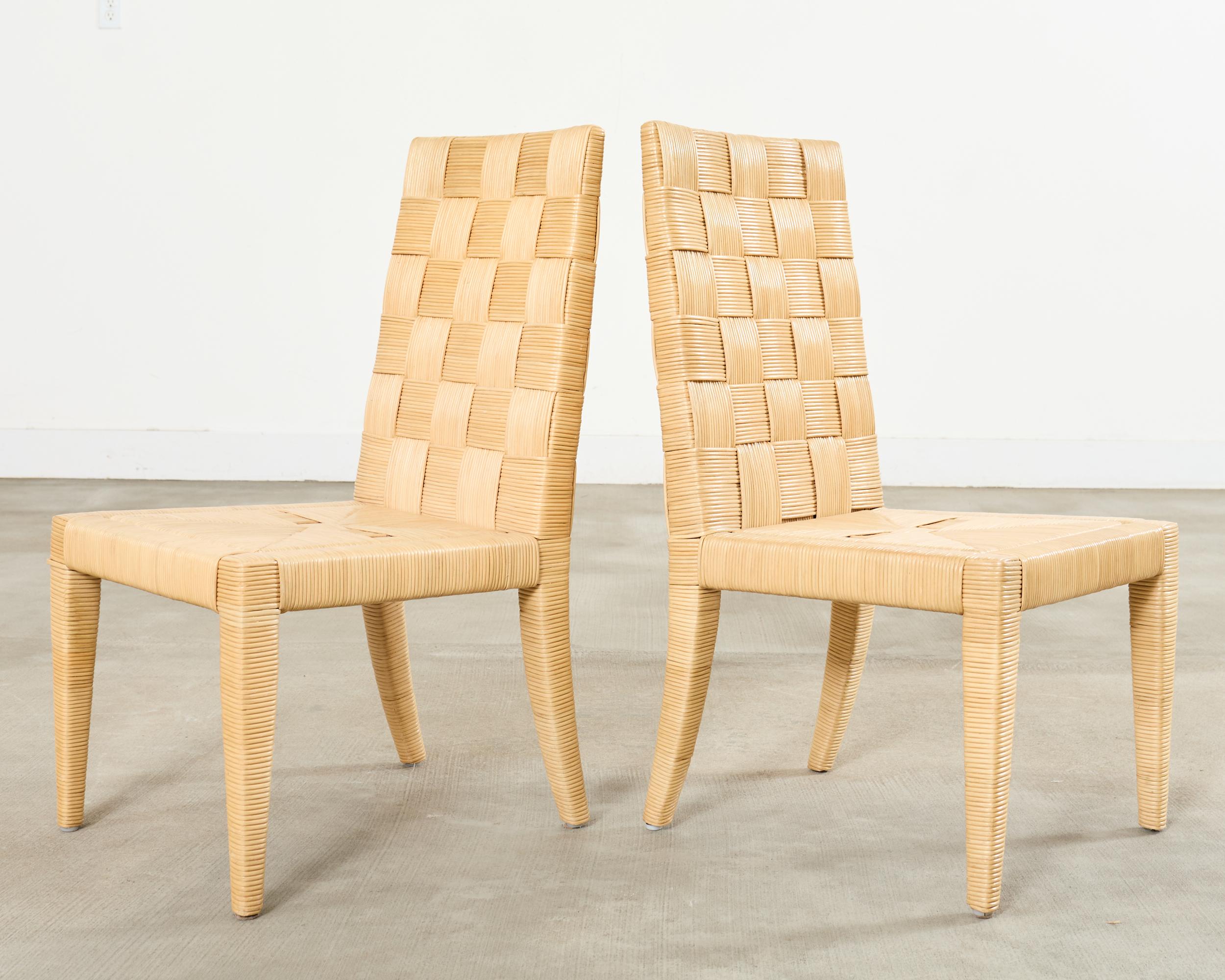 20th Century Set of John Hutton for Donghia Block Island Cane Dining Chairs For Sale