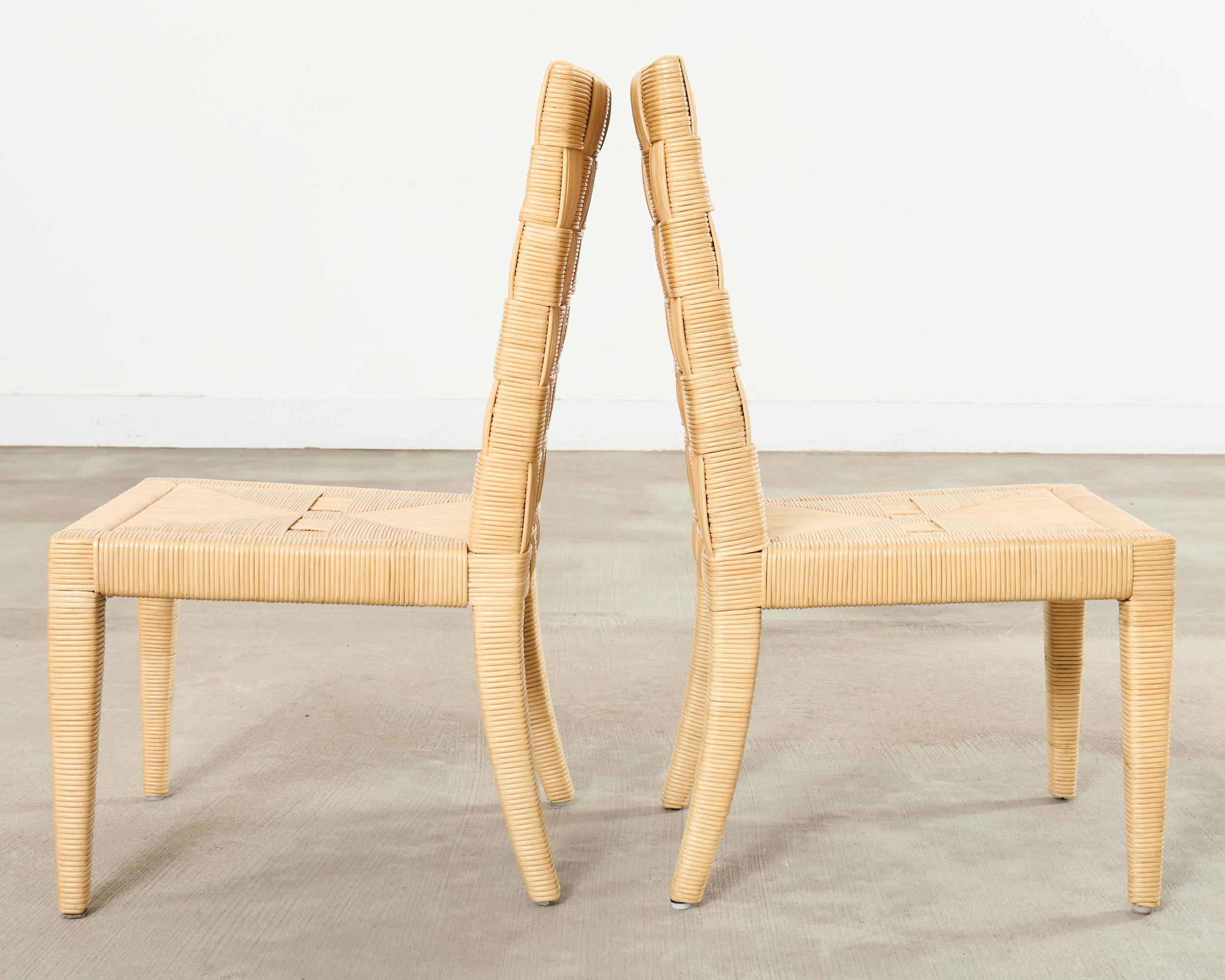 Set of John Hutton for Donghia Block Island Cane Dining Chairs For Sale 1