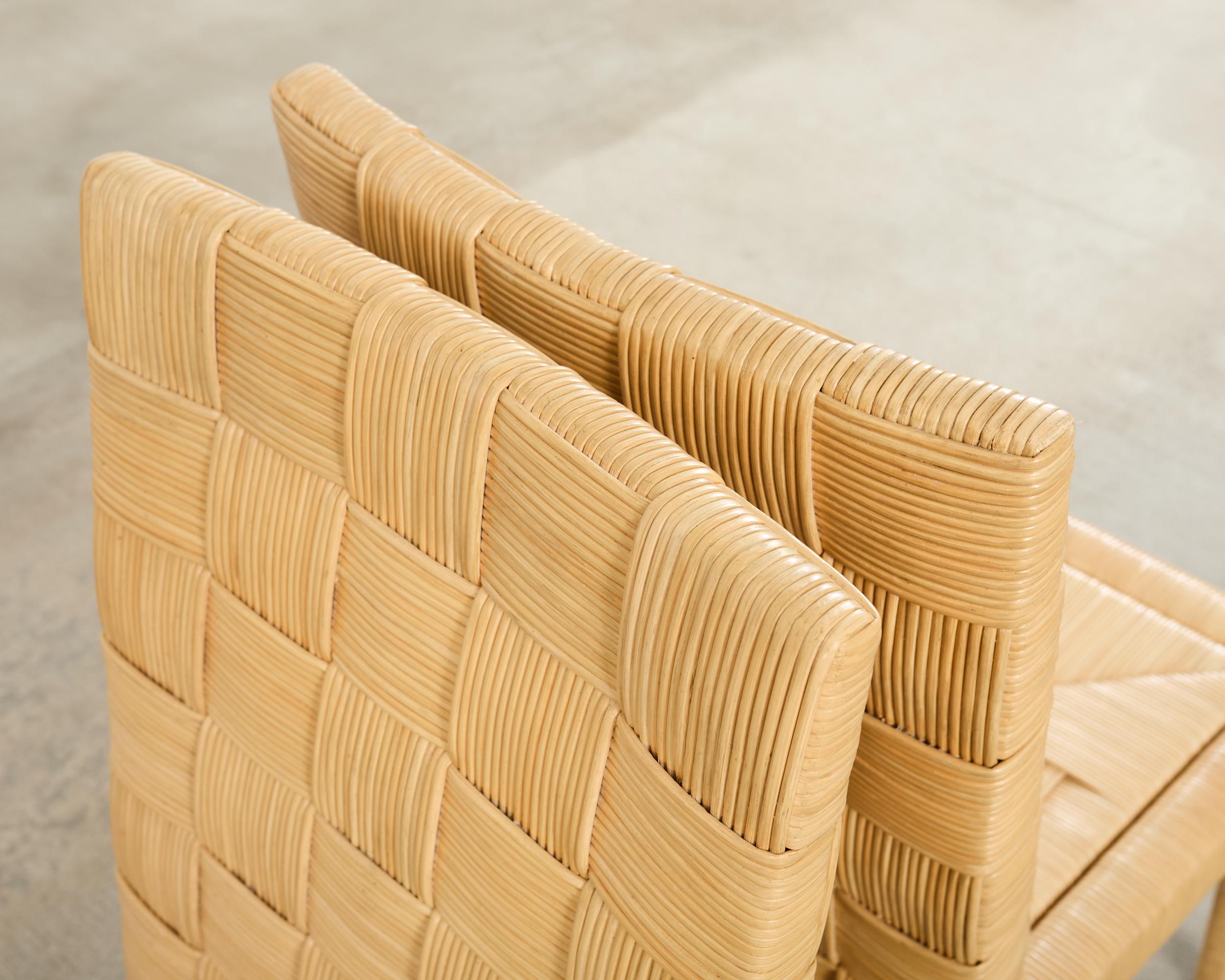 Set of John Hutton for Donghia Block Island Cane Dining Chairs For Sale 2