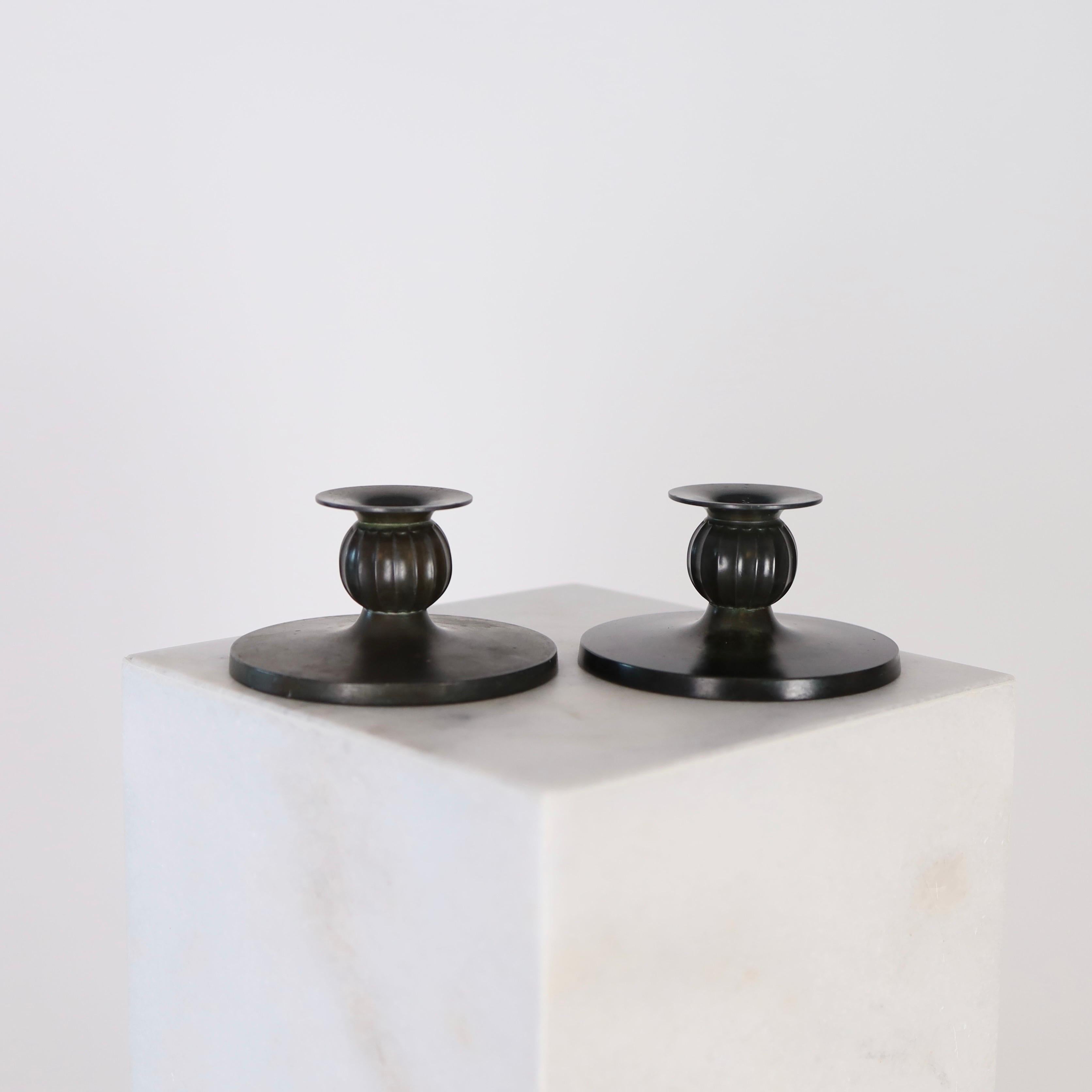 Set of Just Andersen candle holders, 1930s, Denmark For Sale 7