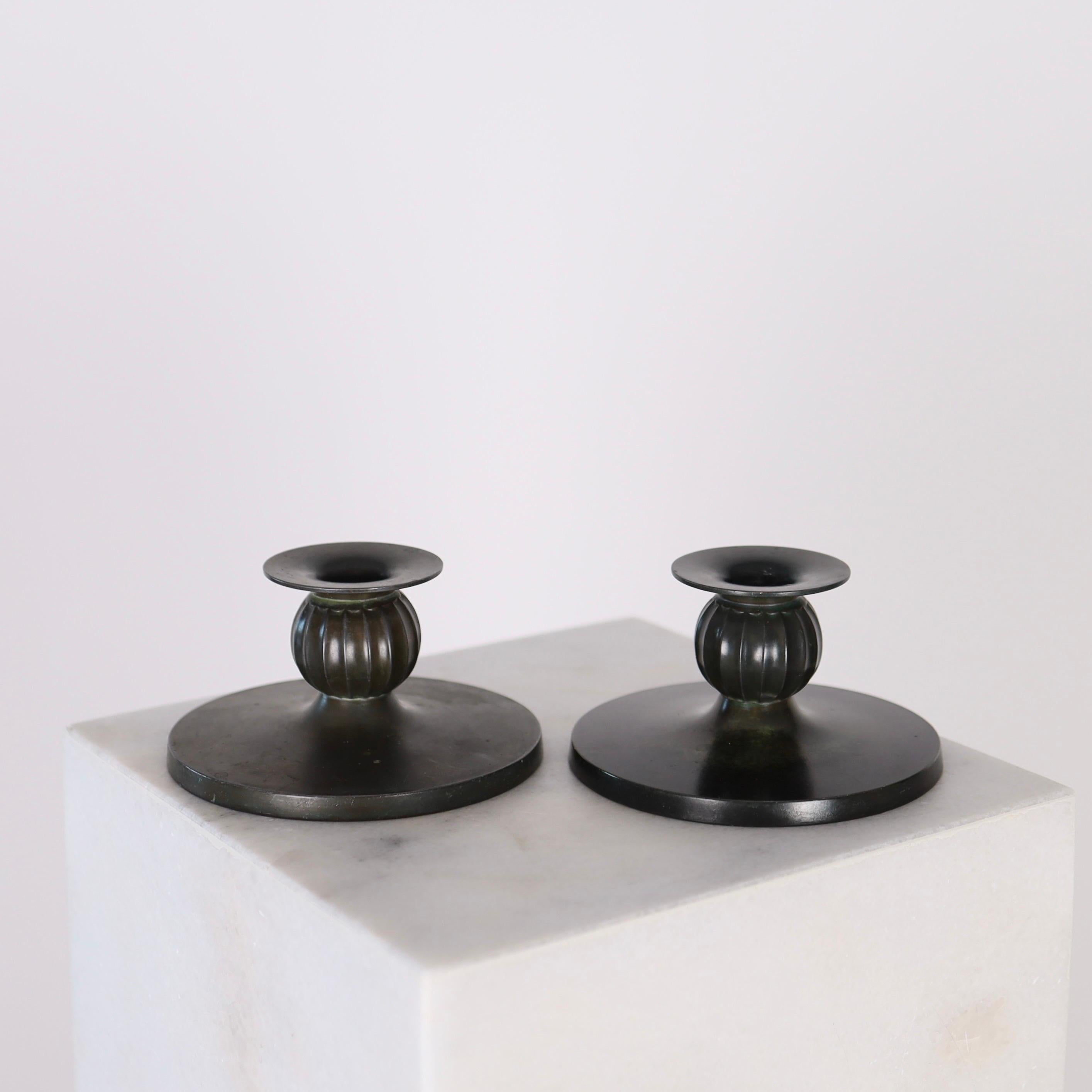 Mid-20th Century Set of Just Andersen candle holders, 1930s, Denmark For Sale