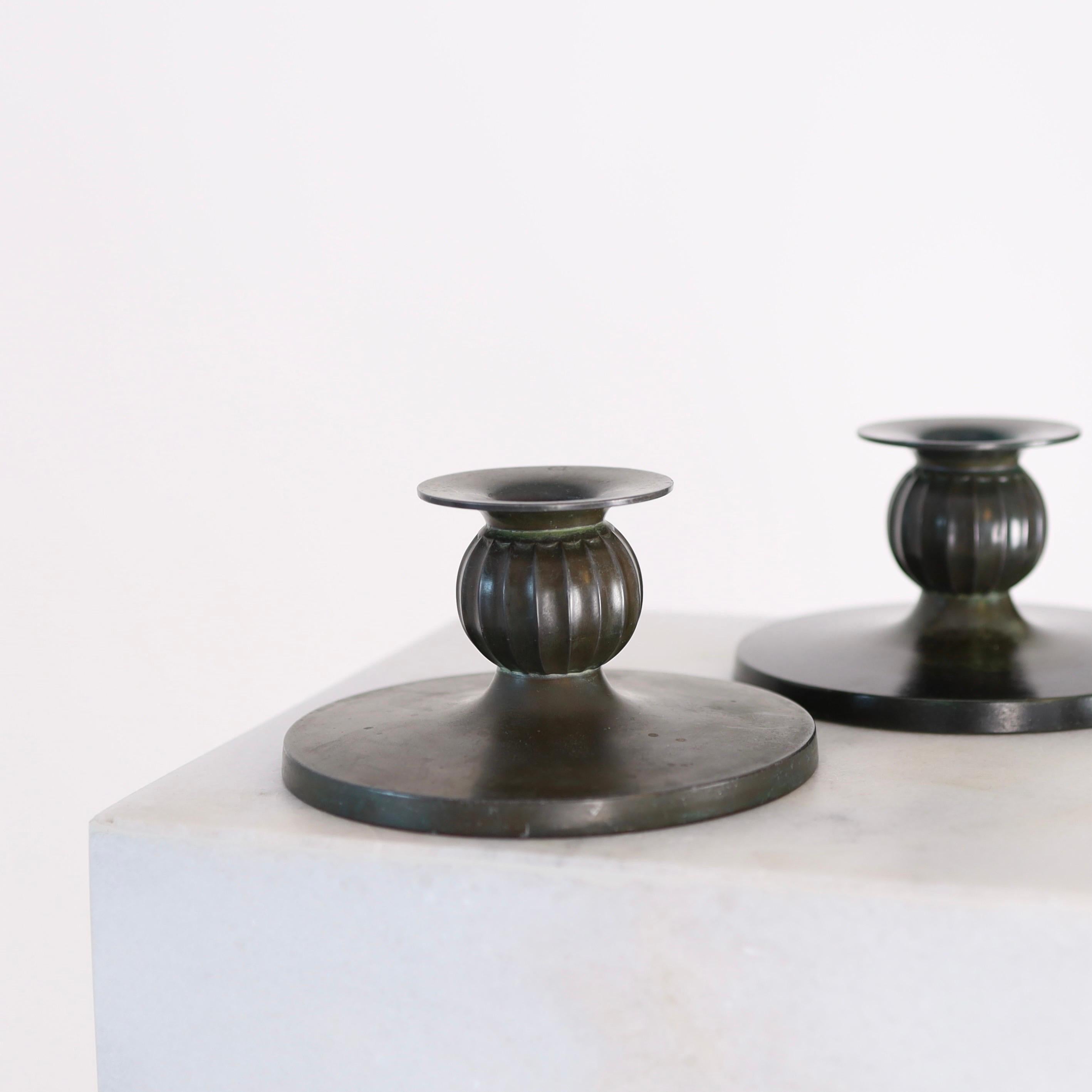 Set of Just Andersen candle holders, 1930s, Denmark For Sale 1