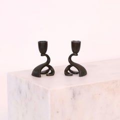 Set of Just Andersen Discometal Candlesticks, 1930s, Denmark