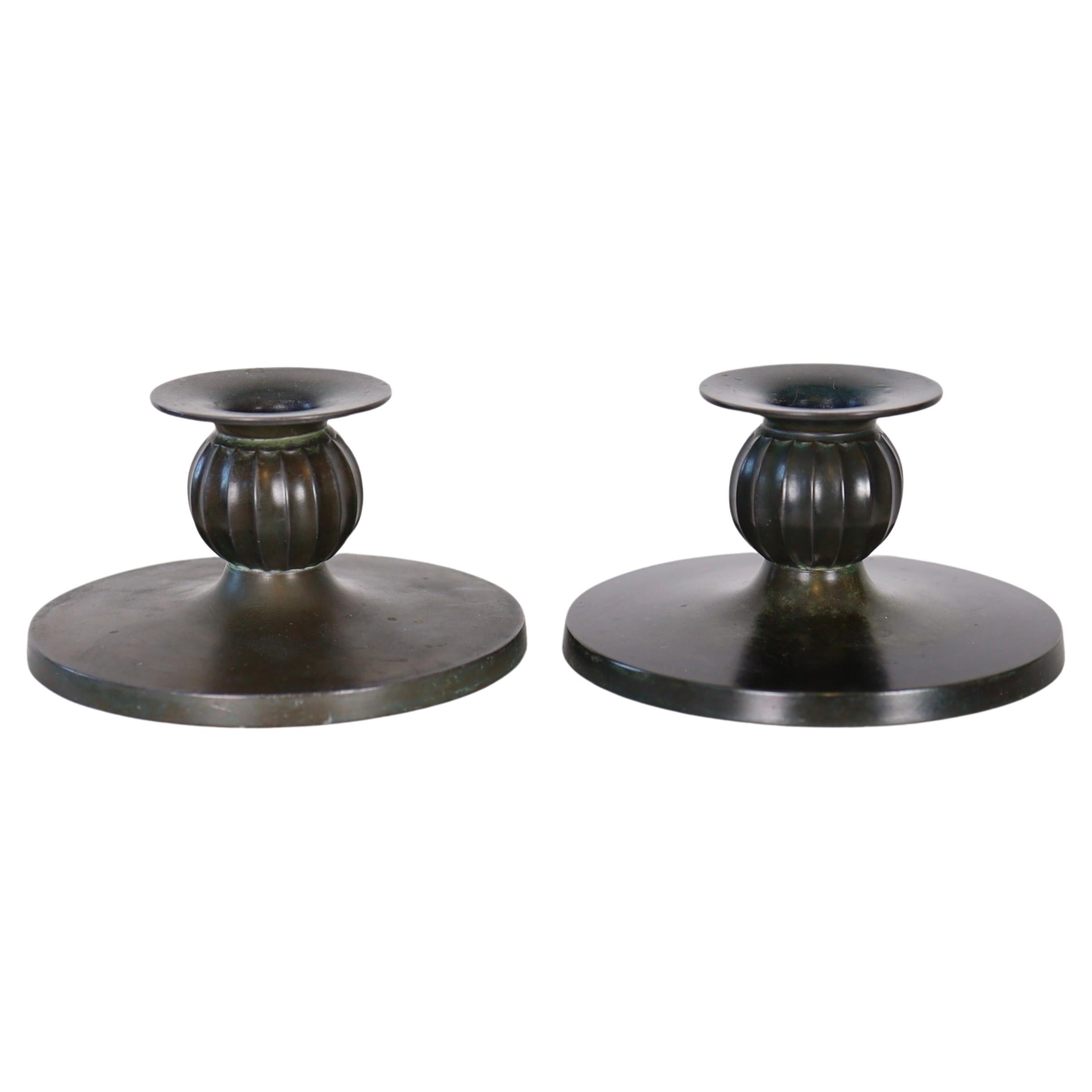 Set of Just Andersen candle holders, 1930s, Denmark For Sale