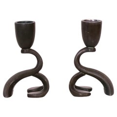 Set of Just Andersen Discometal Candlesticks, 1930s, Denmark