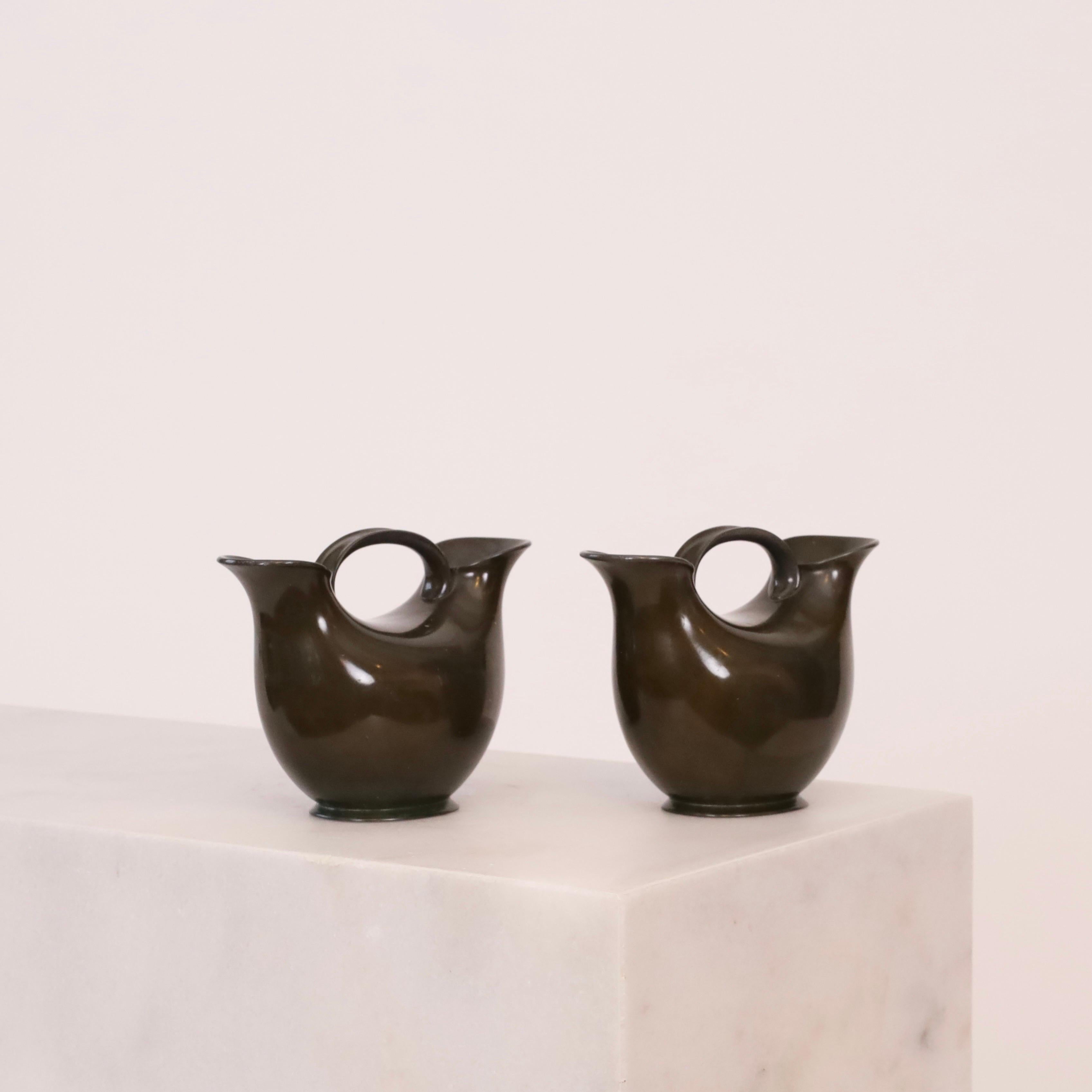 Danish Set of Just Andersen dual-pipe art deco vases, 1920s, Denmark For Sale