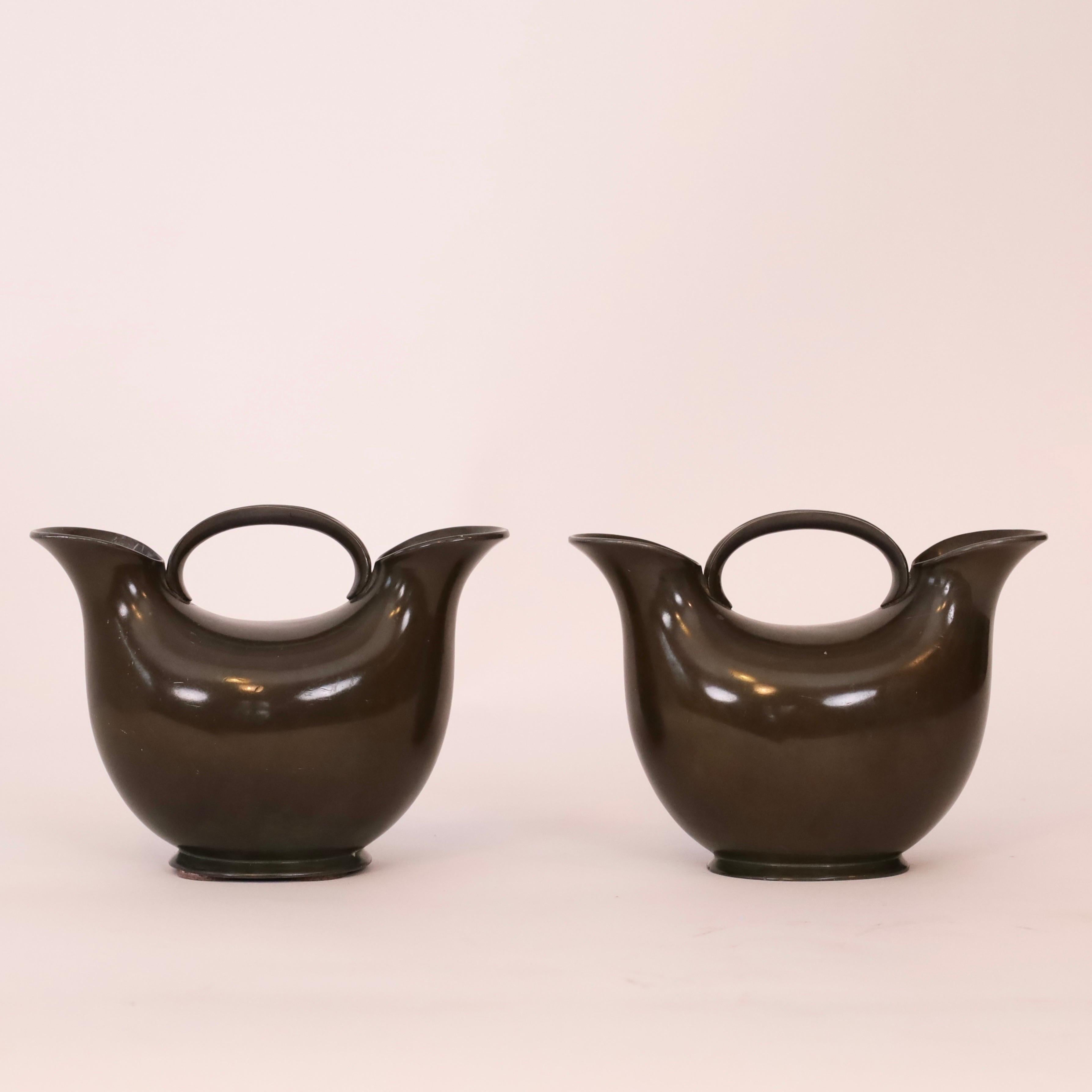 Set of Just Andersen dual-pipe art deco vases, 1920s, Denmark For Sale 1