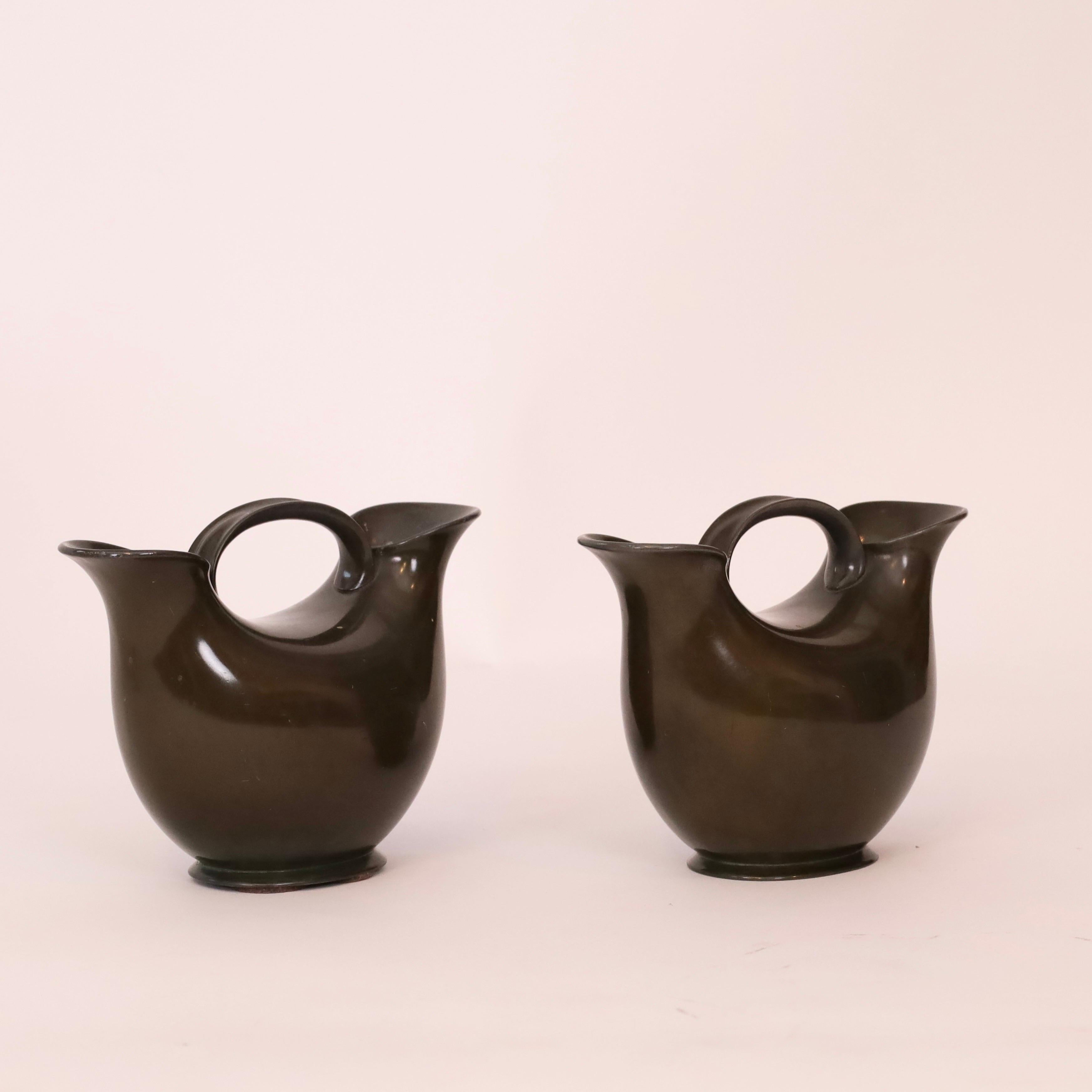 Set of Just Andersen dual-pipe art deco vases, 1920s, Denmark For Sale 2