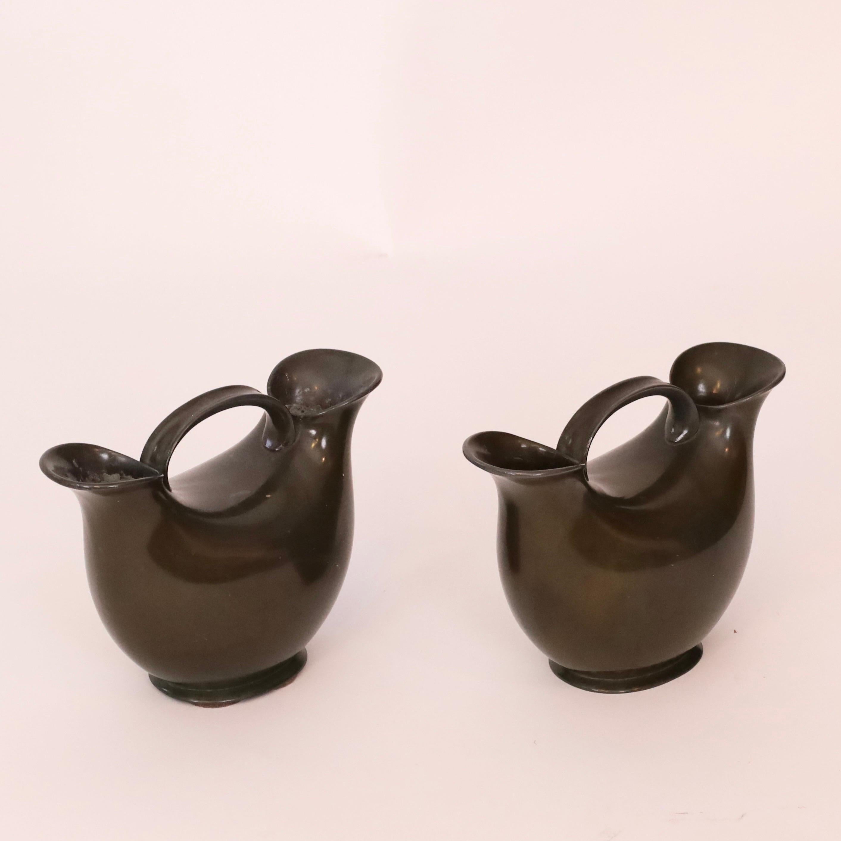Set of Just Andersen dual-pipe art deco vases, 1920s, Denmark For Sale 3