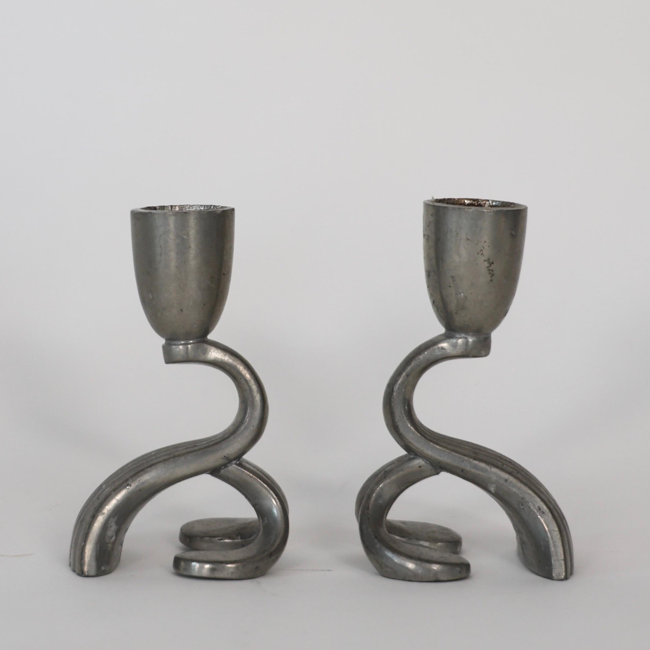 Peltro Set di candelieri in peltro Just Andersen, anni '30, Danimarca in vendita