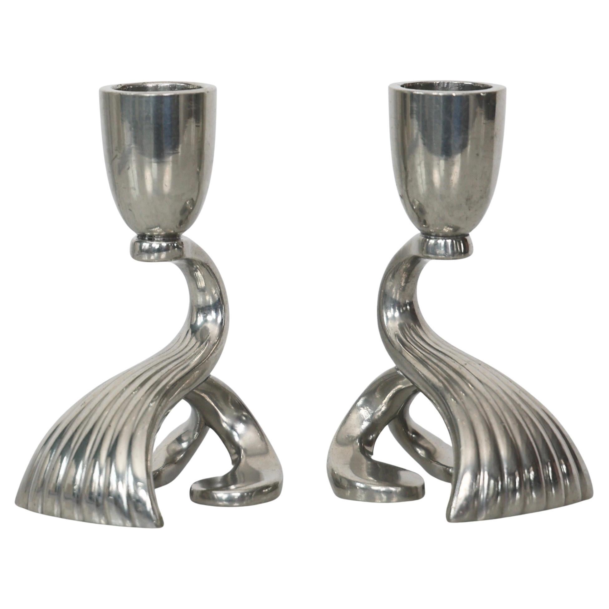 Set di candelieri in peltro Just Andersen, anni '30, Danimarca