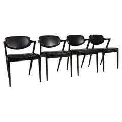 Set of Kai Kristiansen Model 42 Dining Chairs, Aniline Leather, 1960s