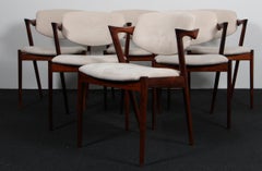 Set of Kai Kristiansen Model 42 Dining Chairs, Rosewood, alcantara, 1960s