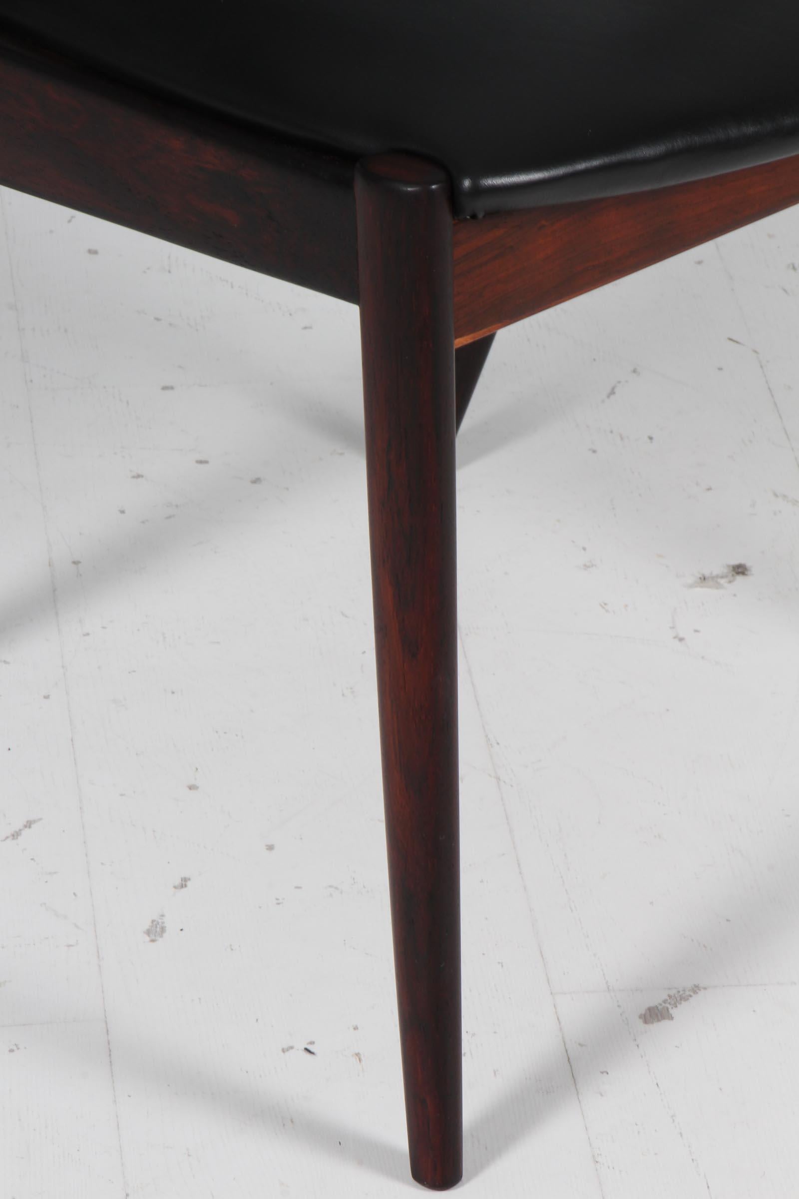 Ensemble de chaises de salle à manger Kai Kristiansen modèle 42, bois de rose, cuir aniline, années 1960 Excellent état - En vente à Esbjerg, DK
