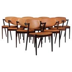 Set of Kai Kristiansen Model 42 Dining Chairs, Rosewood, Aniline Leather, 1960s